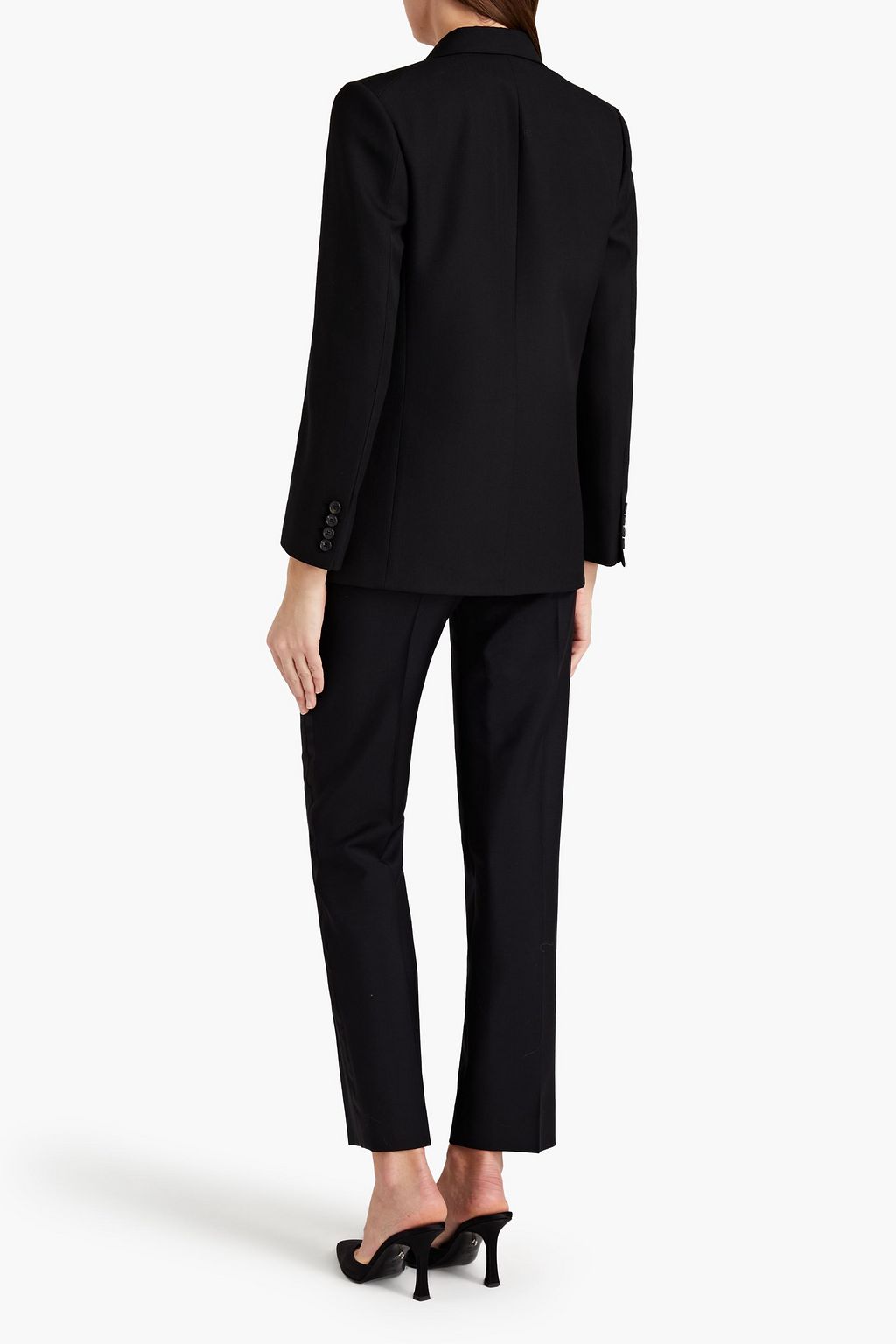 VICTORIA BECKHAM Double-breasted satin-trimmed wool-twill blazer