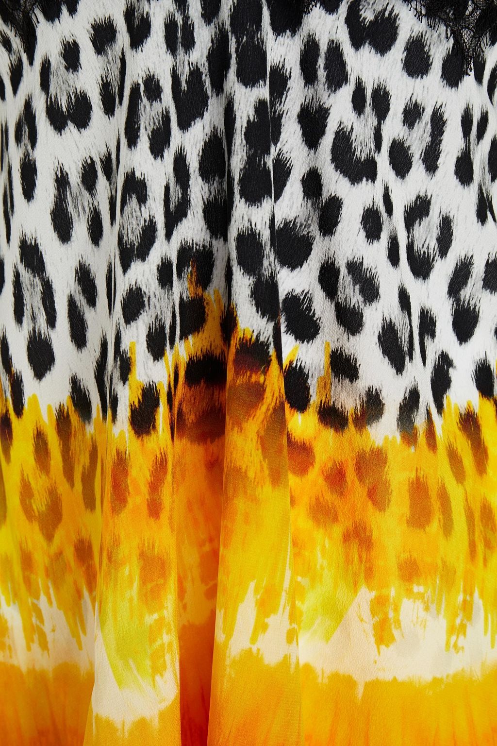 ROBERTO CAVALLI Lace-trimmed printed silk crepe de chine camisole