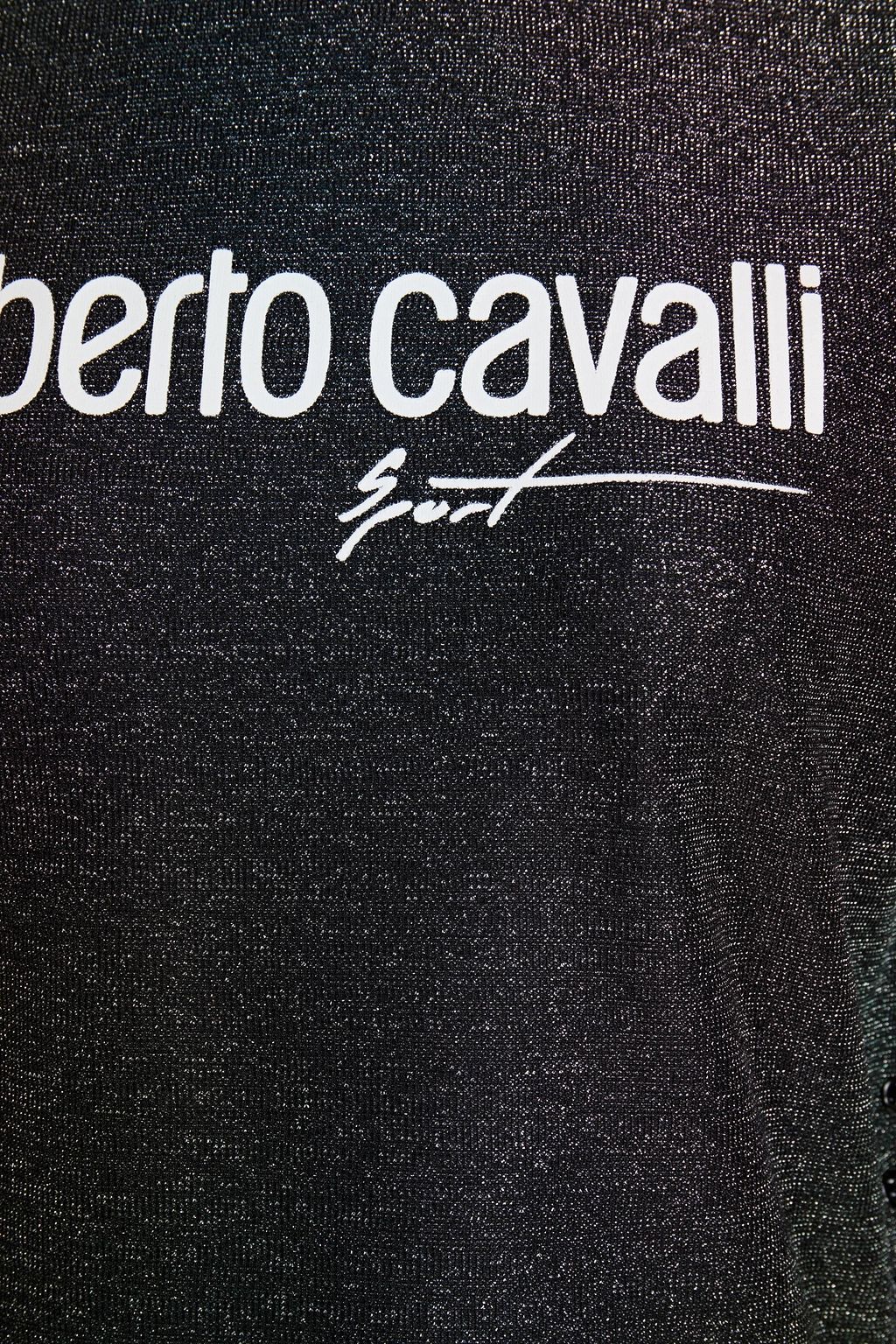 ROBERTO CAVALLI Lace-up metallic printed jersey T-shirt