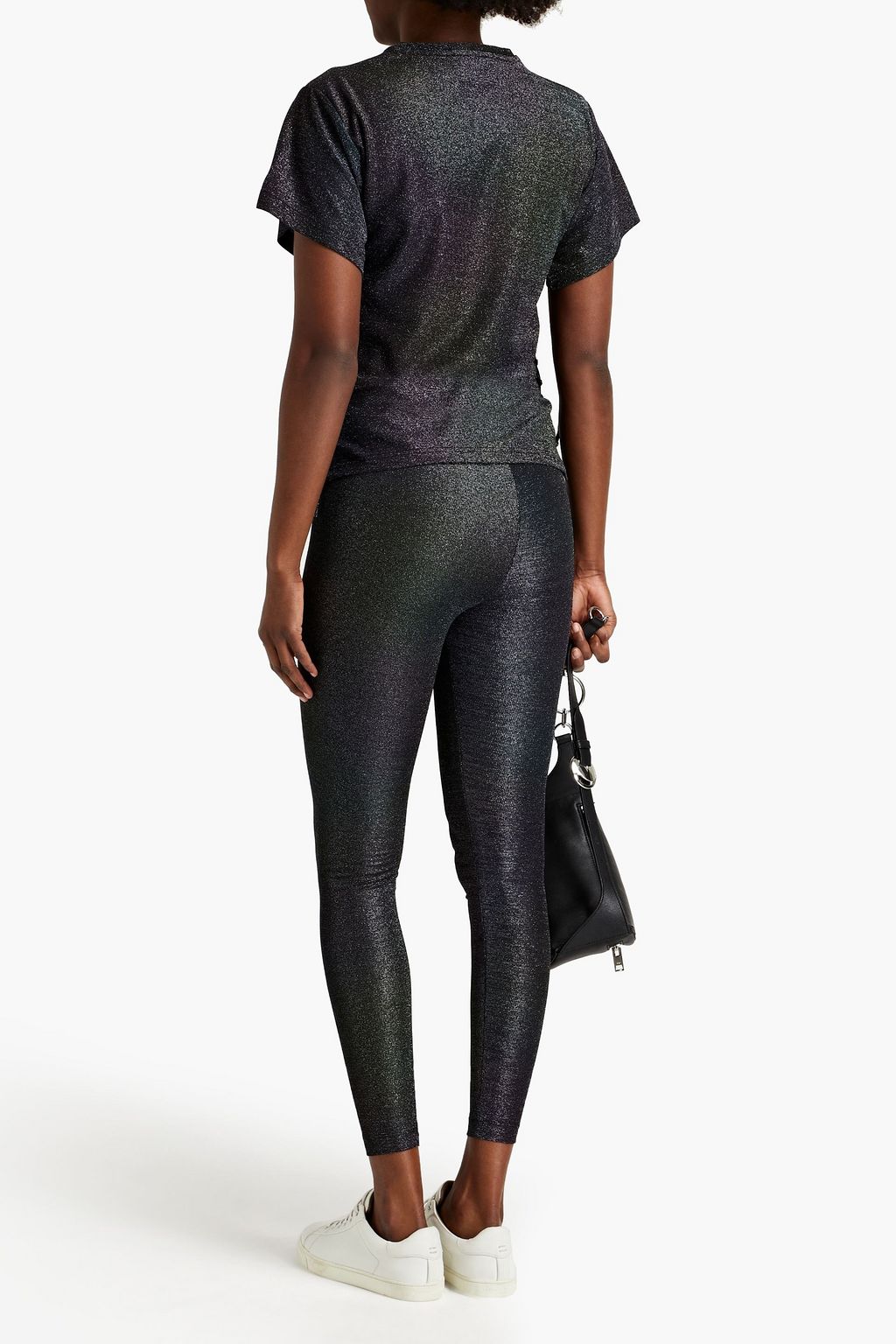 ROBERTO CAVALLI Lace-up metallic printed jersey T-shirt