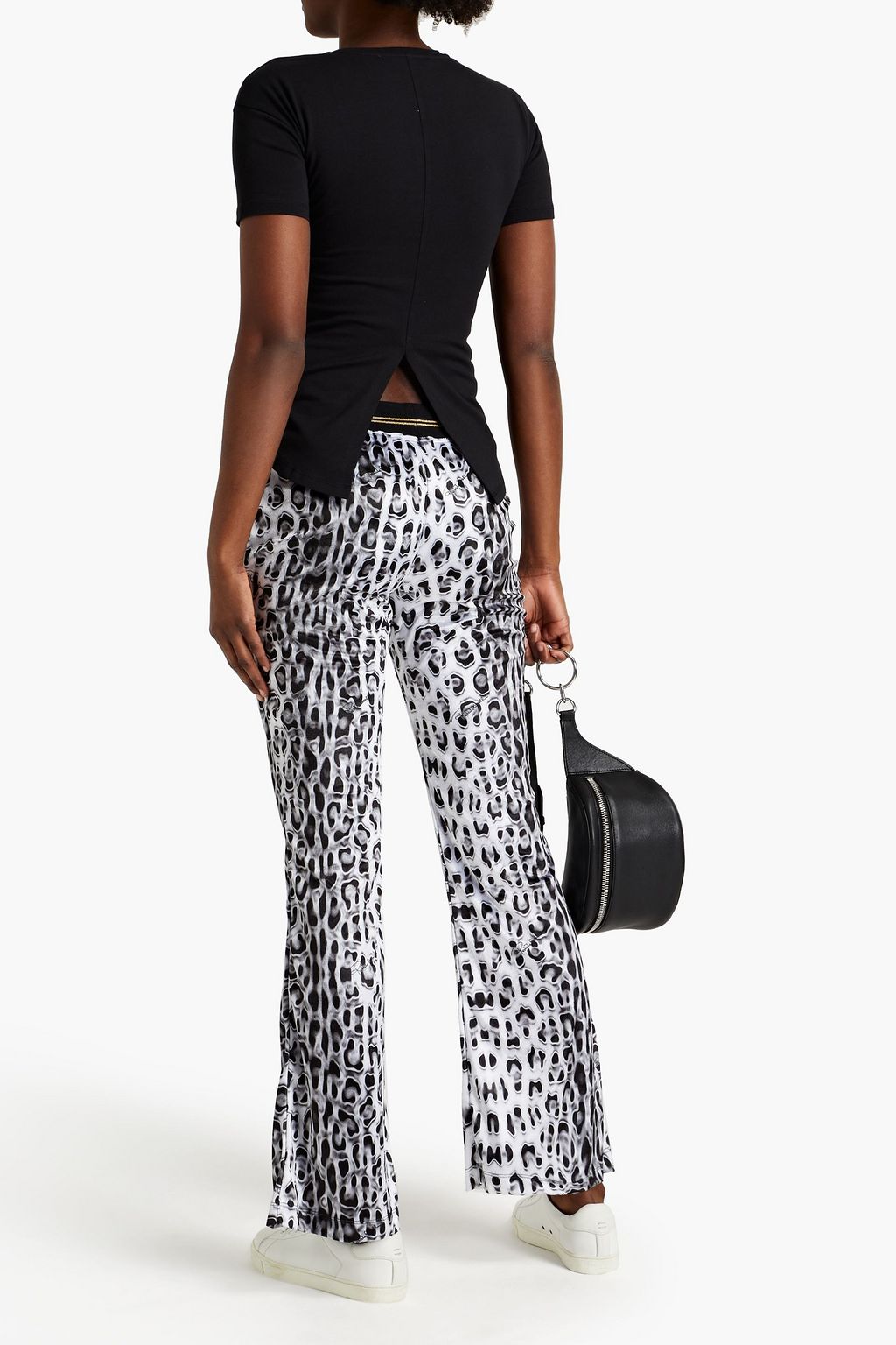 ROBERTO CAVALLI Embellished printed cotton-blend jersey T-shirt