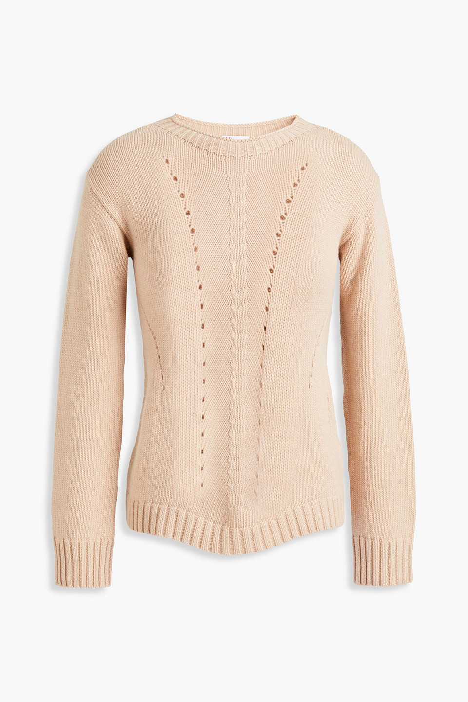 Redvalentino Woman Tie-back Shell-trimmed Pointelle-knit Sweater Sand Size M