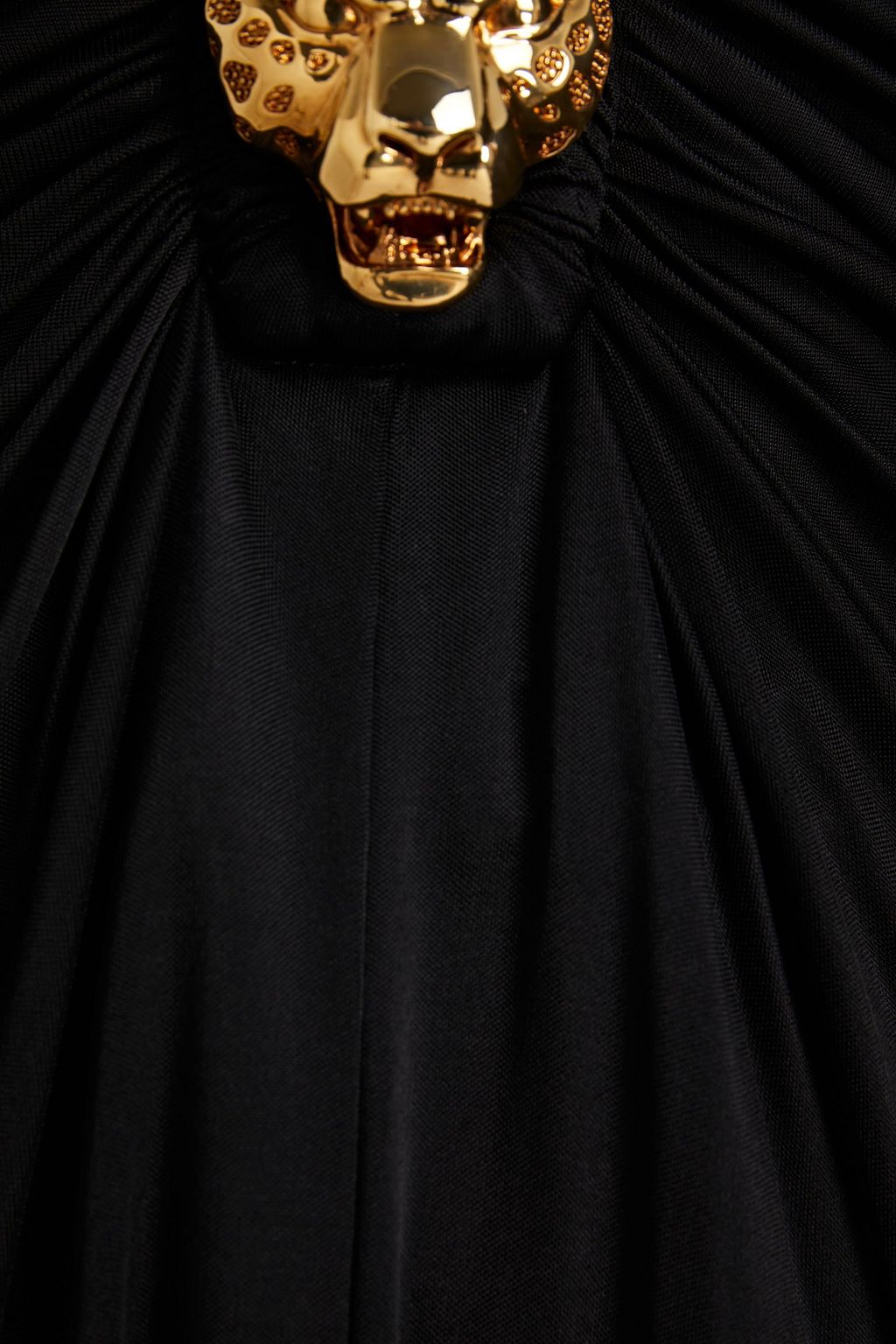 ROBERTO CAVALLI Embellished ruched satin-jersey halterneck midi dress