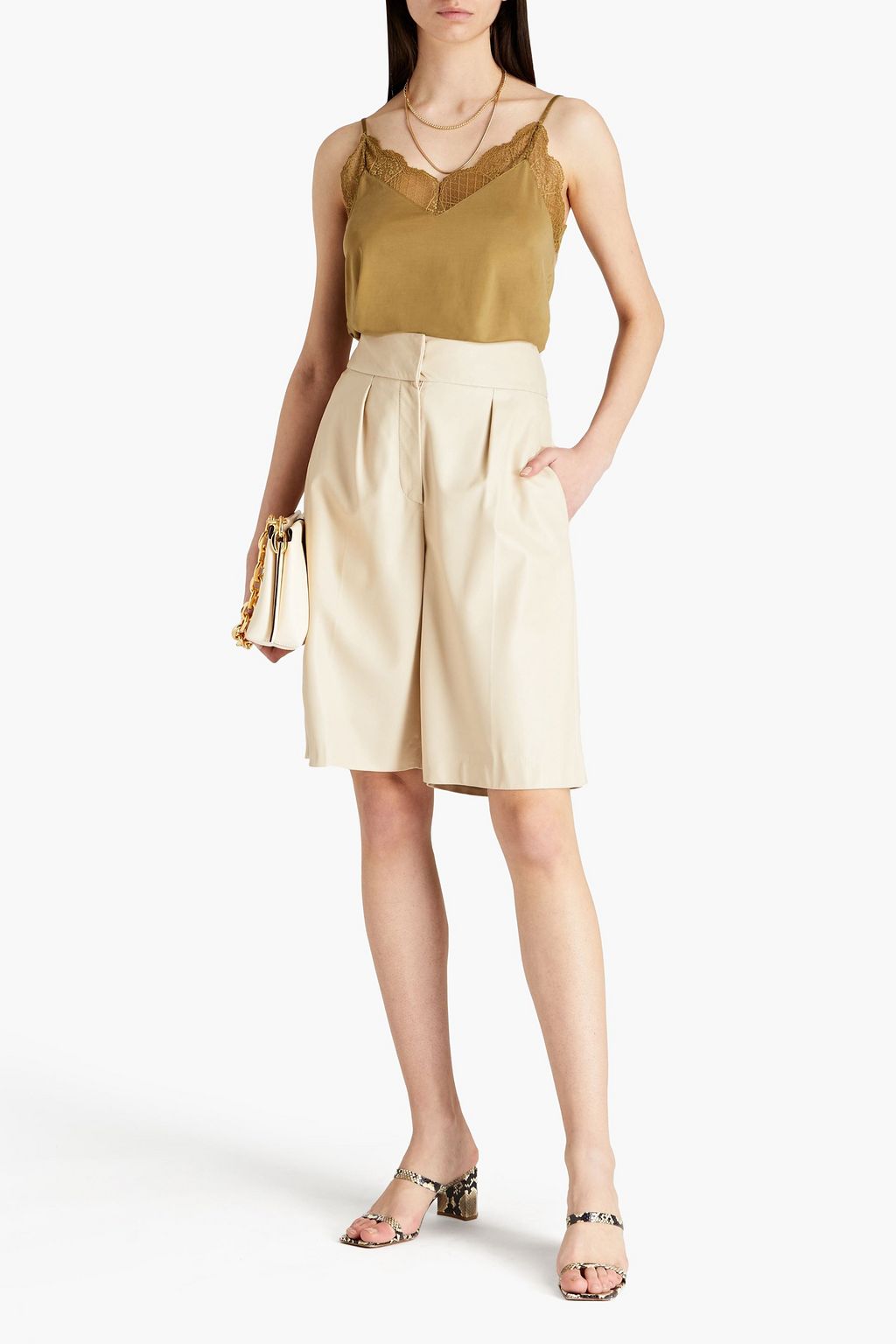 SAMSØE Φ SAMSØE Lace-trimmed stretch-cupro camisole