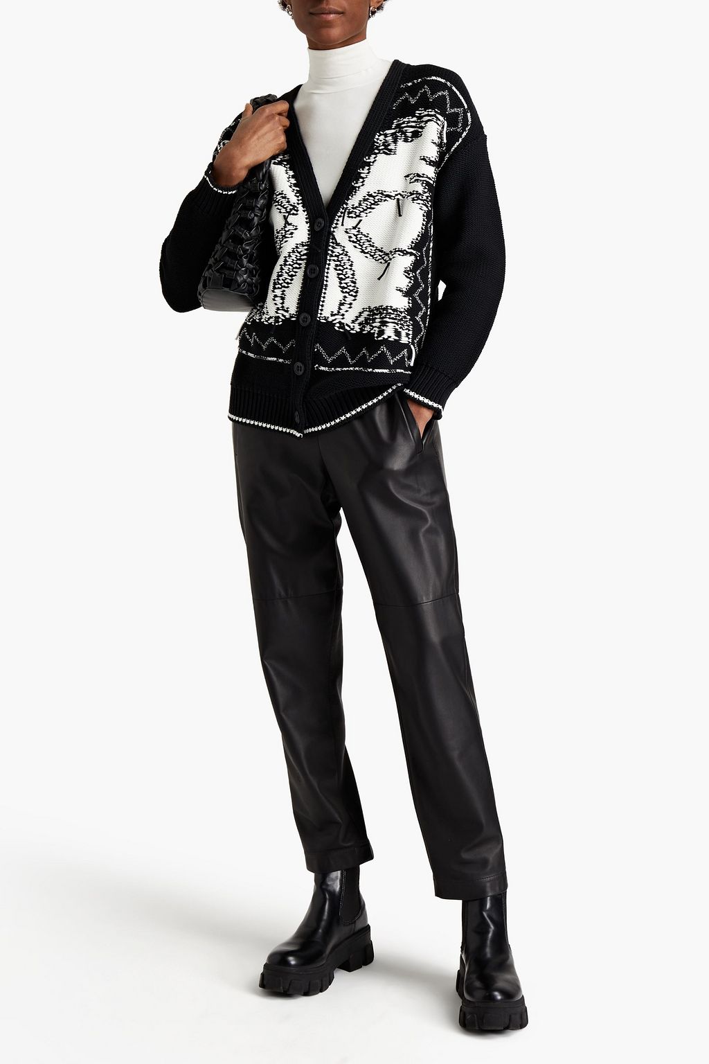 REDVALENTINO Intarsia cotton-blend cardigan