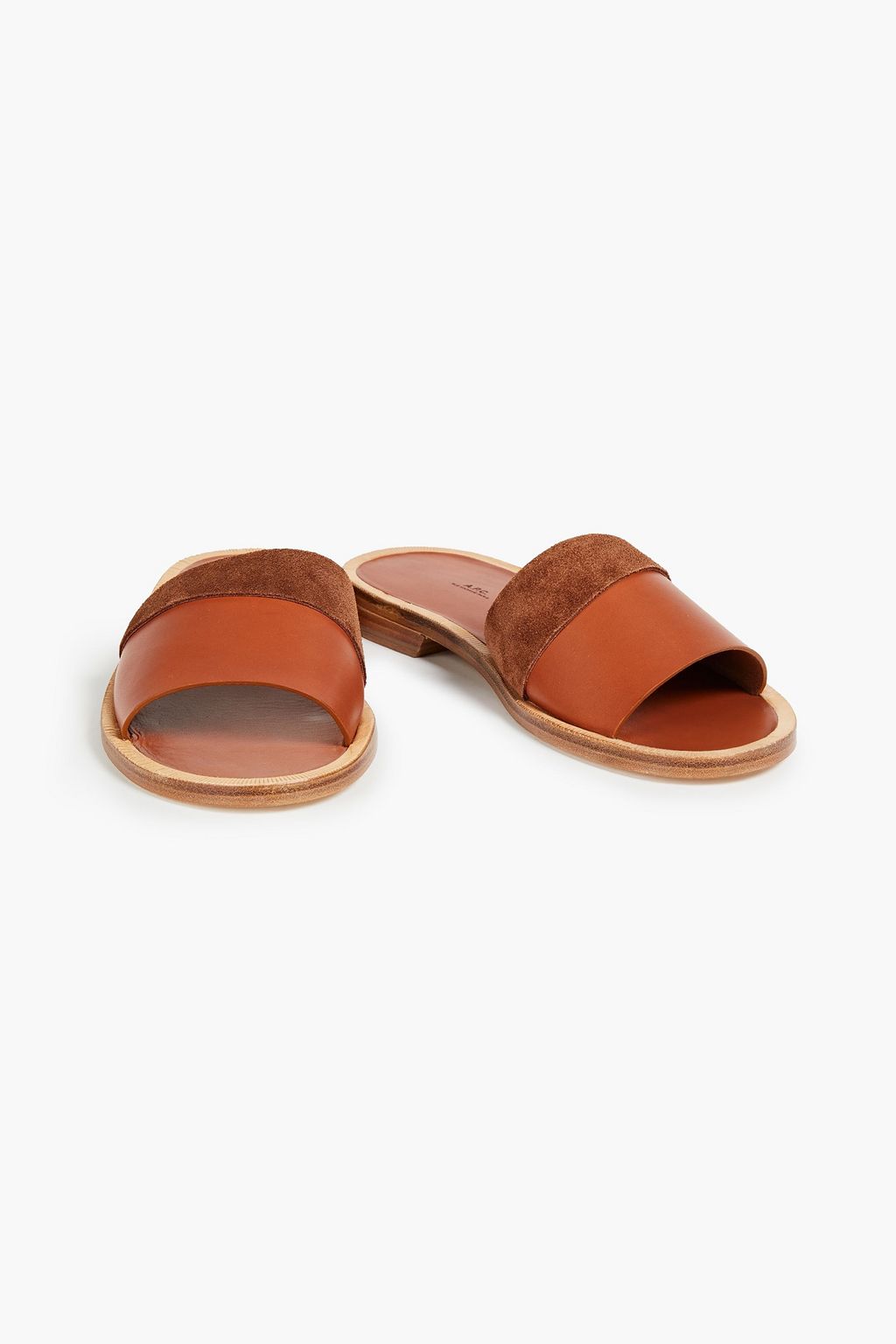 A.P.C. Kenza leather and suede slides