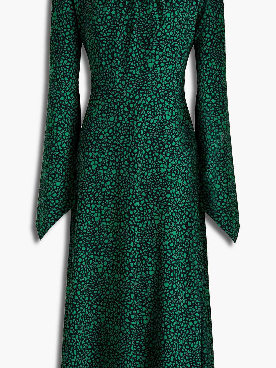 twist-back cutout printed crepe midi dress
