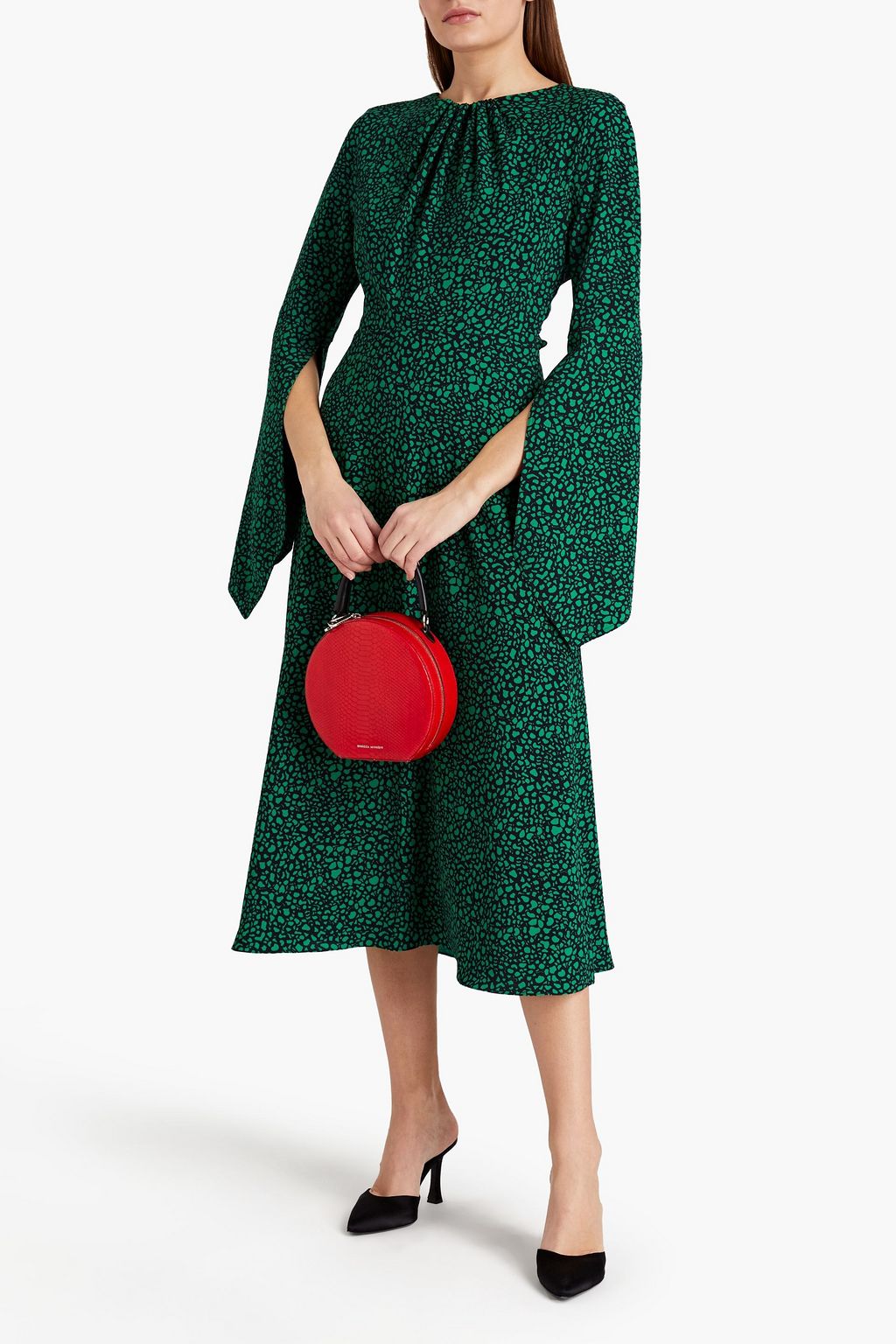 VICTORIA BECKHAM Twist-back cutout printed crepe midi dress