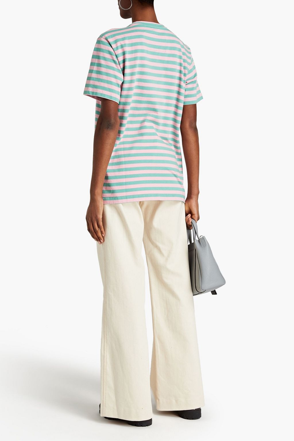 MARC JACOBS Embroidered striped cotton-jersey T-shirt