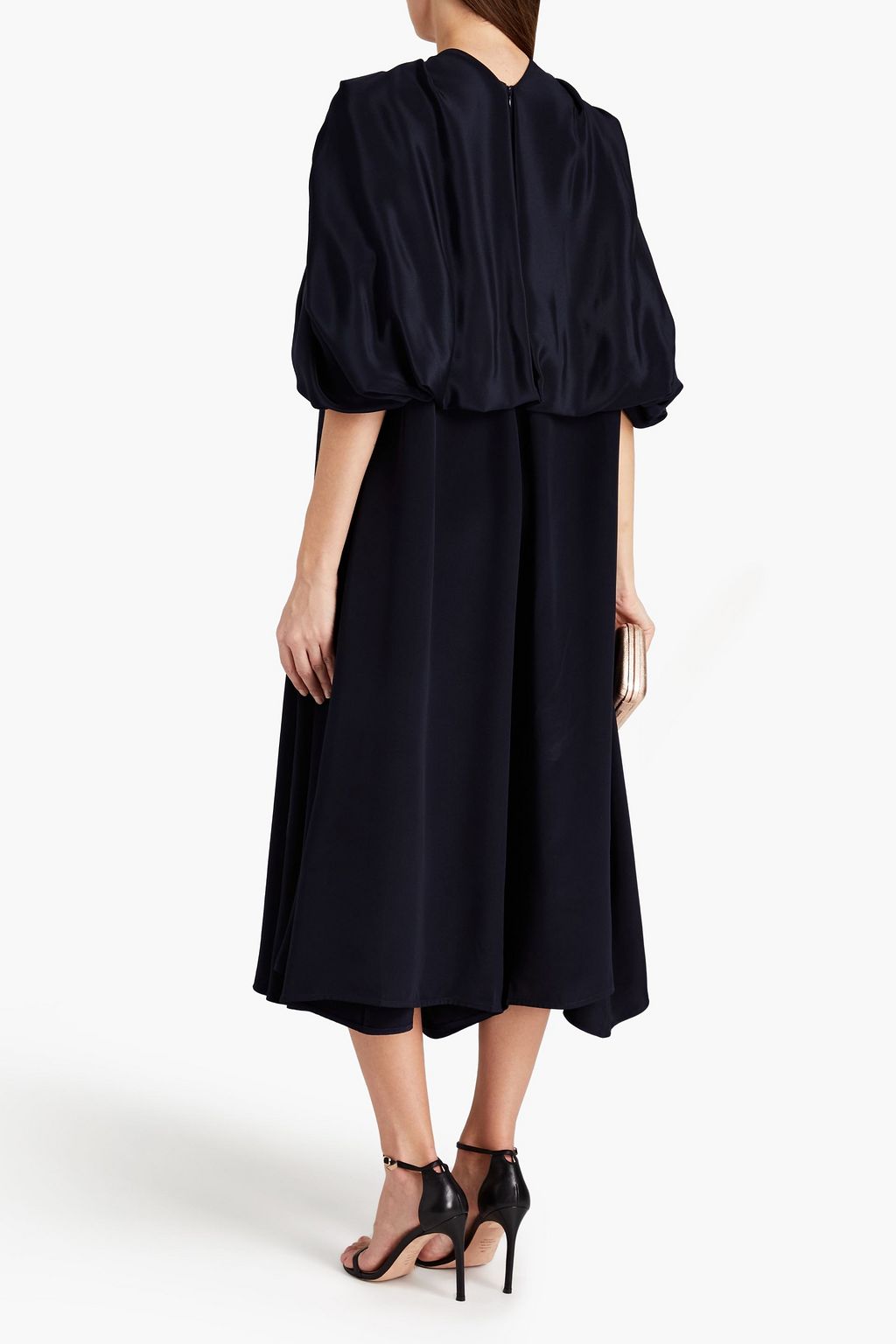 VICTORIA BECKHAM Cropped cape-effect silk-crepe jumpsuit