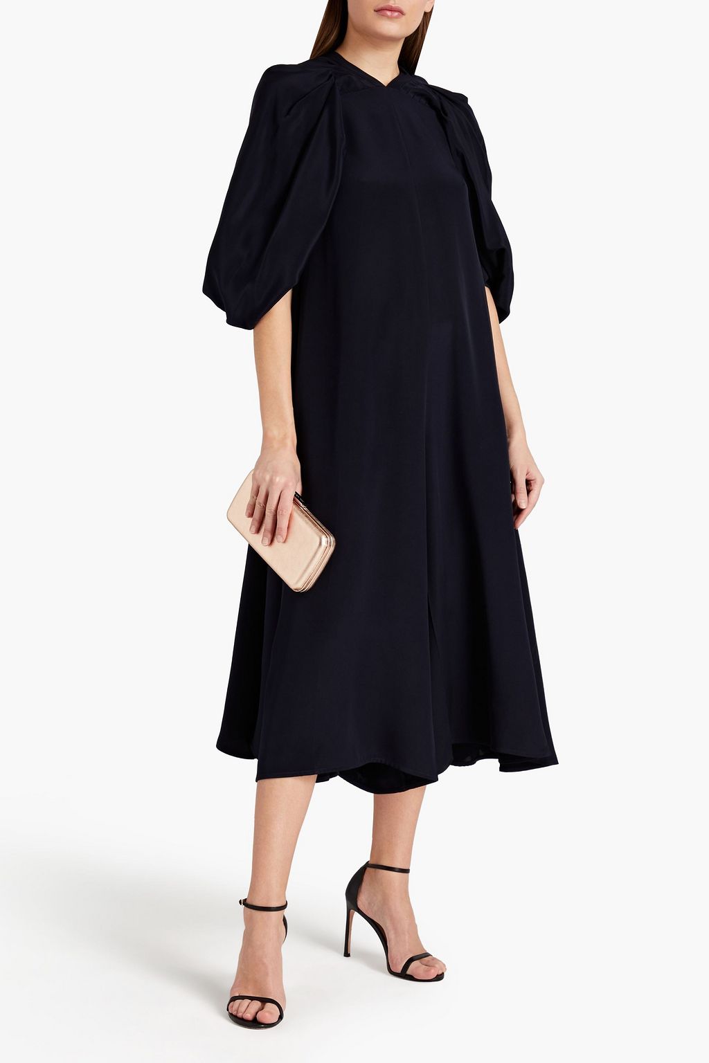 VICTORIA BECKHAM Cropped cape-effect silk-crepe jumpsuit