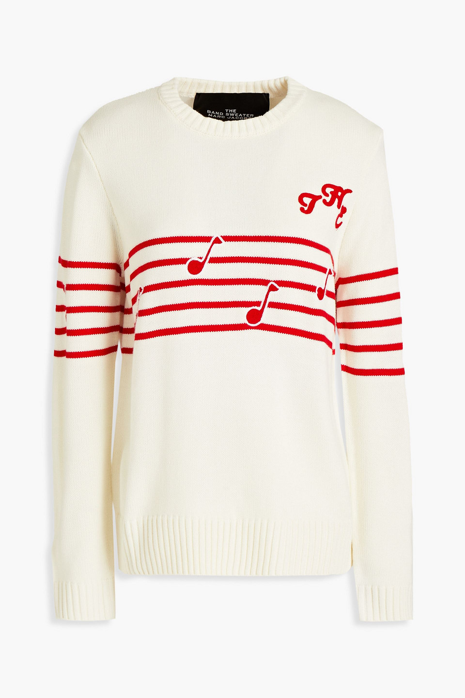 Marc Jacobs Woman Embroidered Intarsia-knit Sweater Ivory Size XL