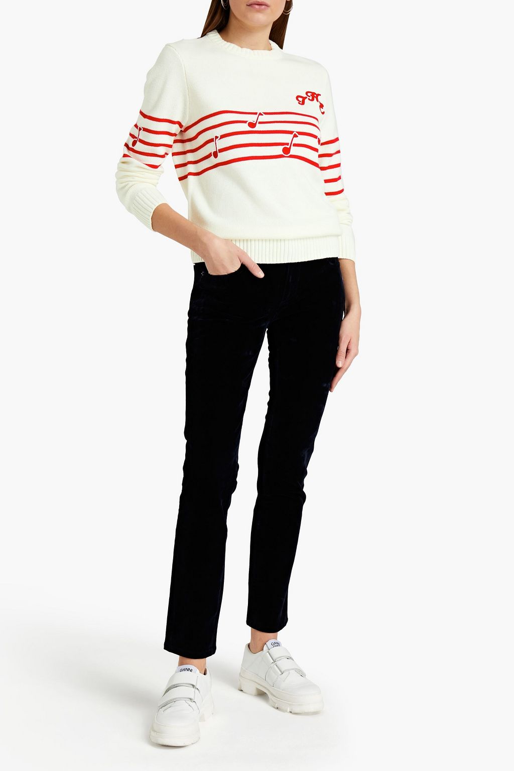 MARC JACOBS Embroidered intarsia-knit sweater