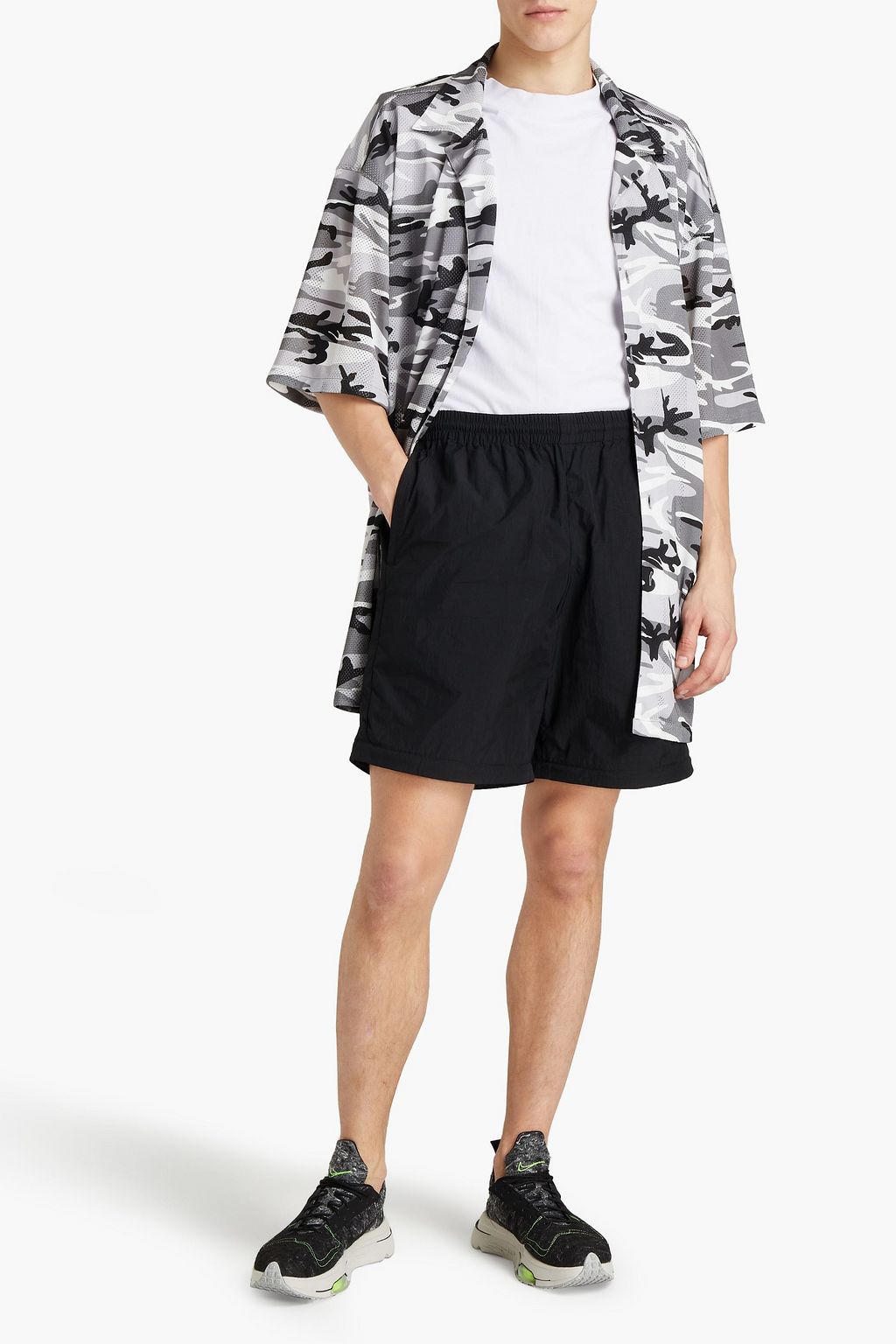 BALENCIAGA Tapered logo-print shell track pants
