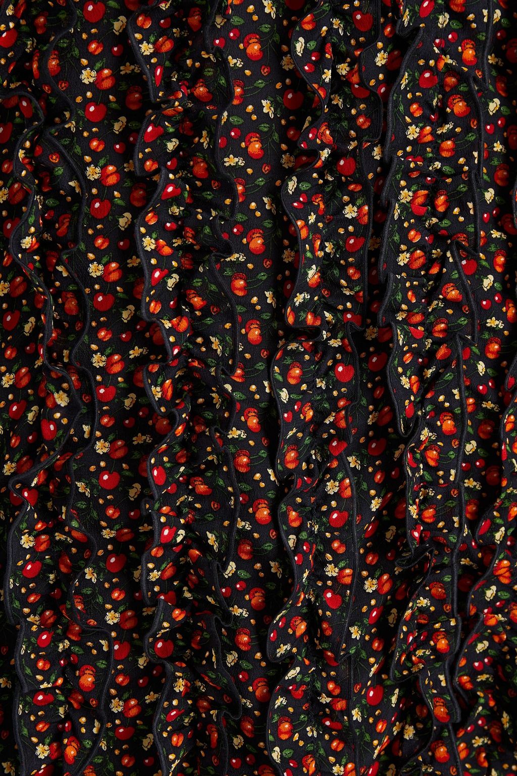 A.P.C. Ruffled gathered floral-print silk-crepe blouse