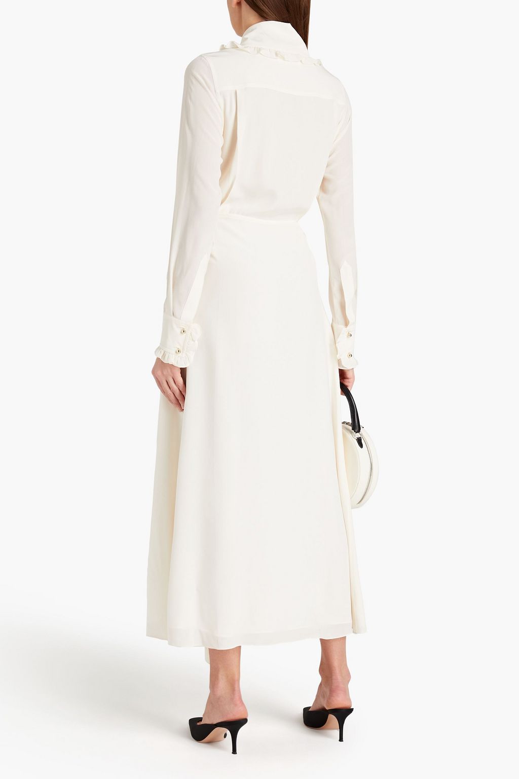 VICTORIA BECKHAM Bow-detailed draped silk crepe de chine maxi dress