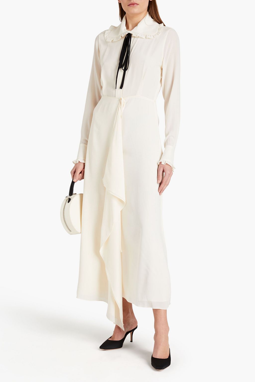 VICTORIA BECKHAM Bow-detailed draped silk crepe de chine maxi dress