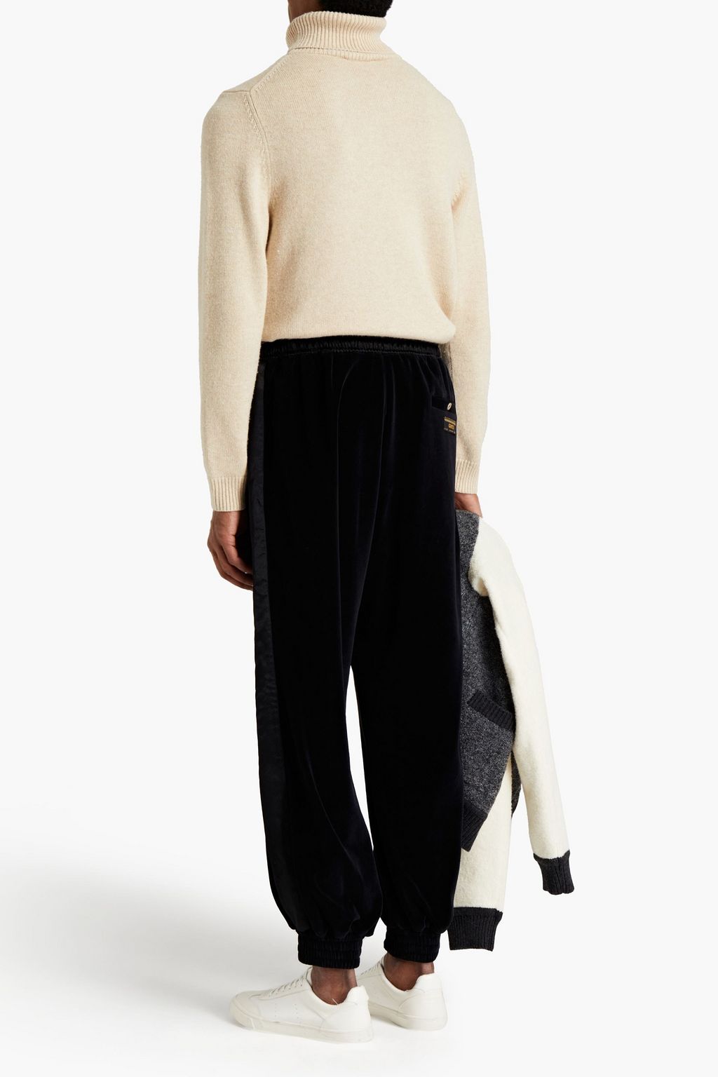 GUCCI Cotton-blend stretch-velvet sweatpants
