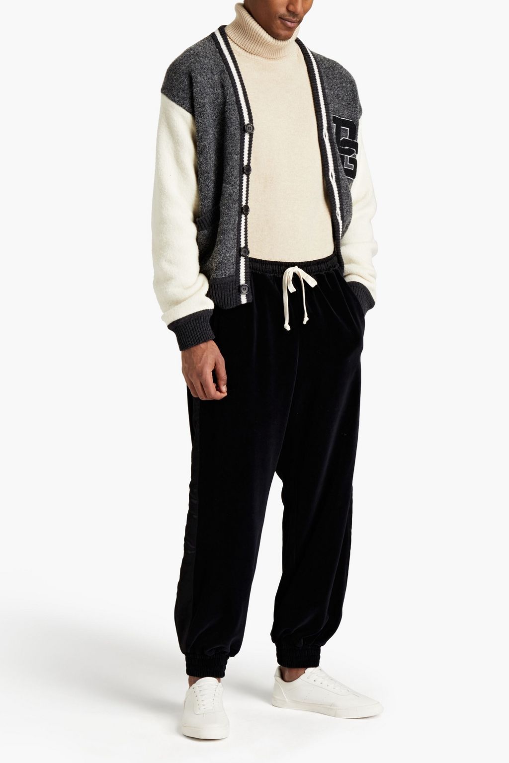 GUCCI Cotton-blend stretch-velvet sweatpants