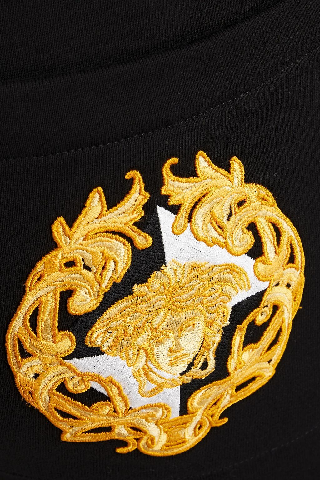 VERSACE Embroidered French cotton-terry sweatpants