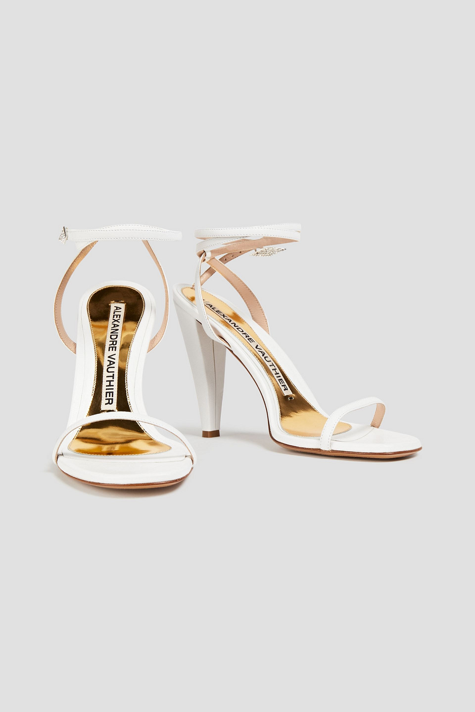 Alexandre Vauthier Aoki Crystal-embellished Leather Sandals In White