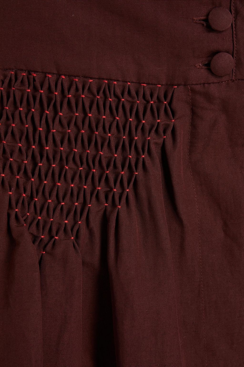 A.P.C. Smocked gathered linen and cotton-blend mini skirt