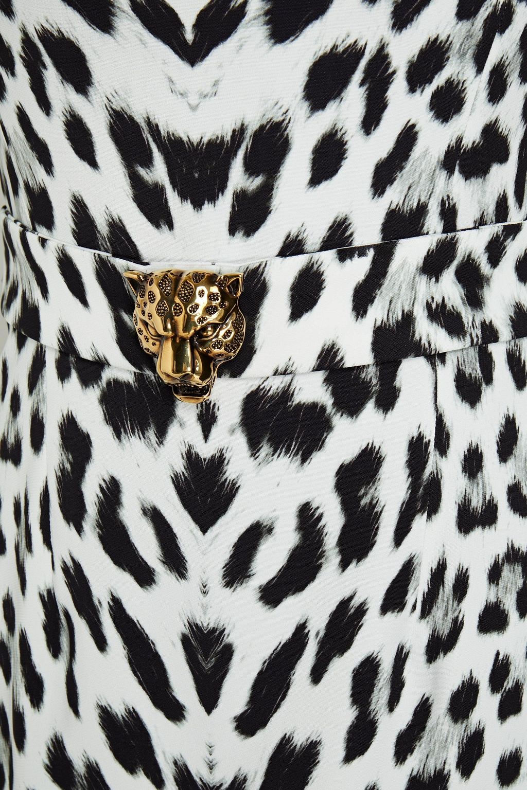 ROBERTO CAVALLI Embellished strapless printed crepe mini dress