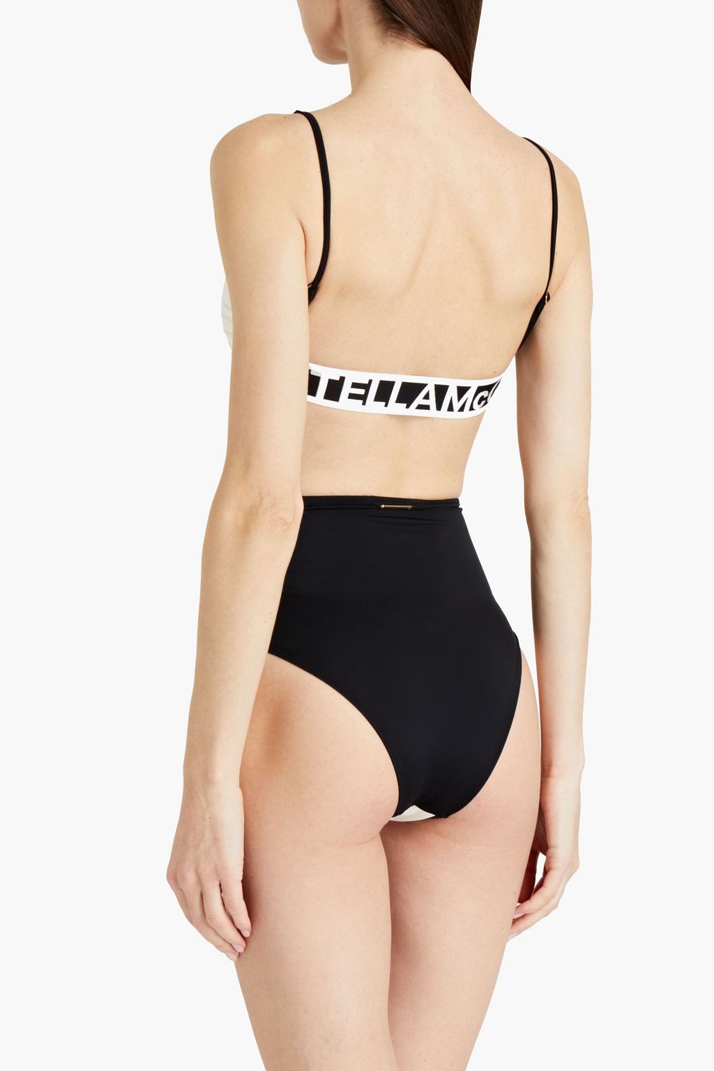 STELLA MCCARTNEY Jacquard-trimmed two-tone bikini top