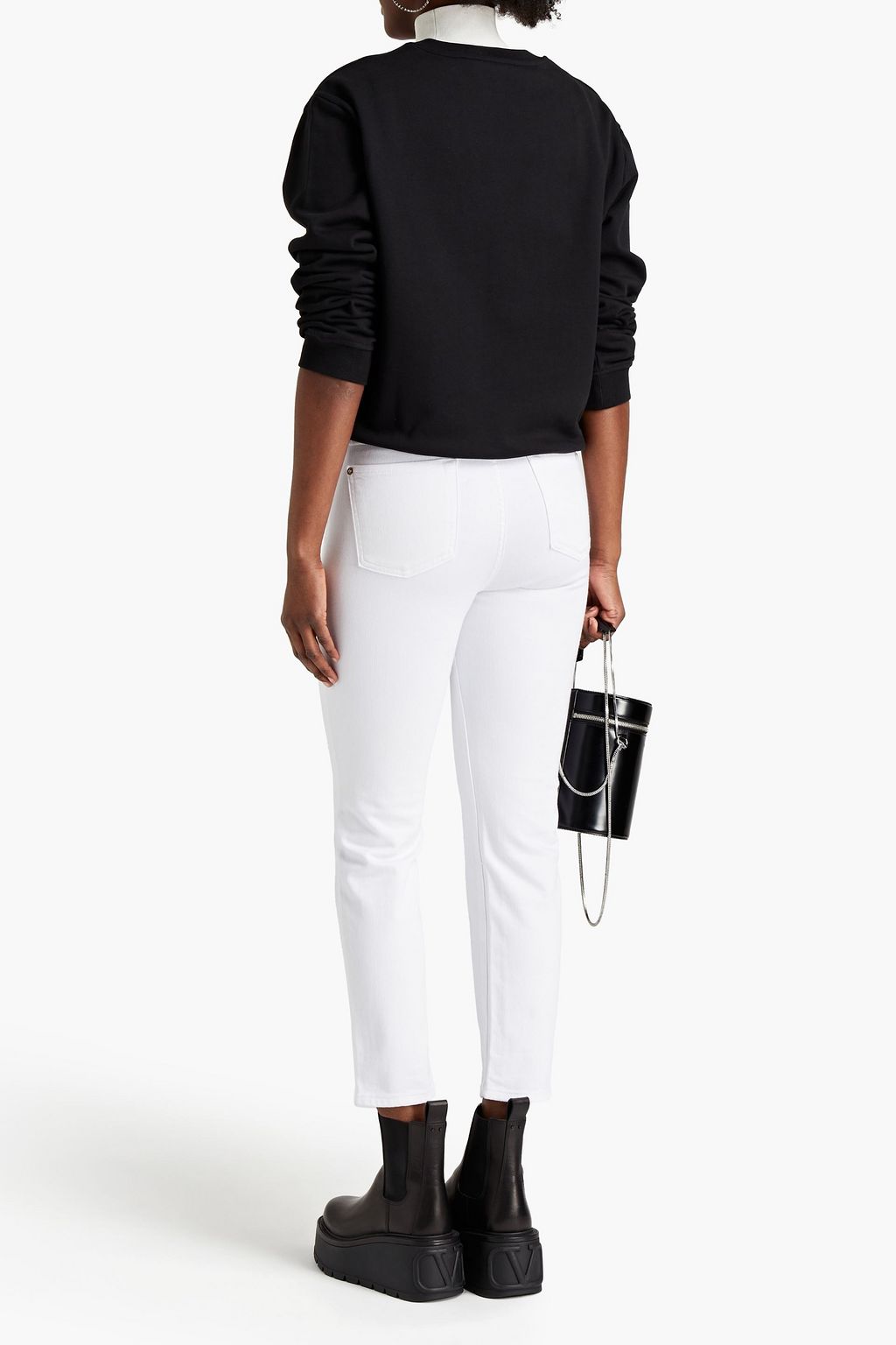 7 FOR ALL MANKIND Cropped belted high-rise slim-leg jeans