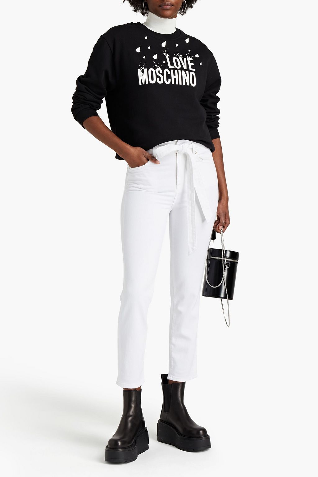 7 FOR ALL MANKIND Cropped belted high-rise slim-leg jeans