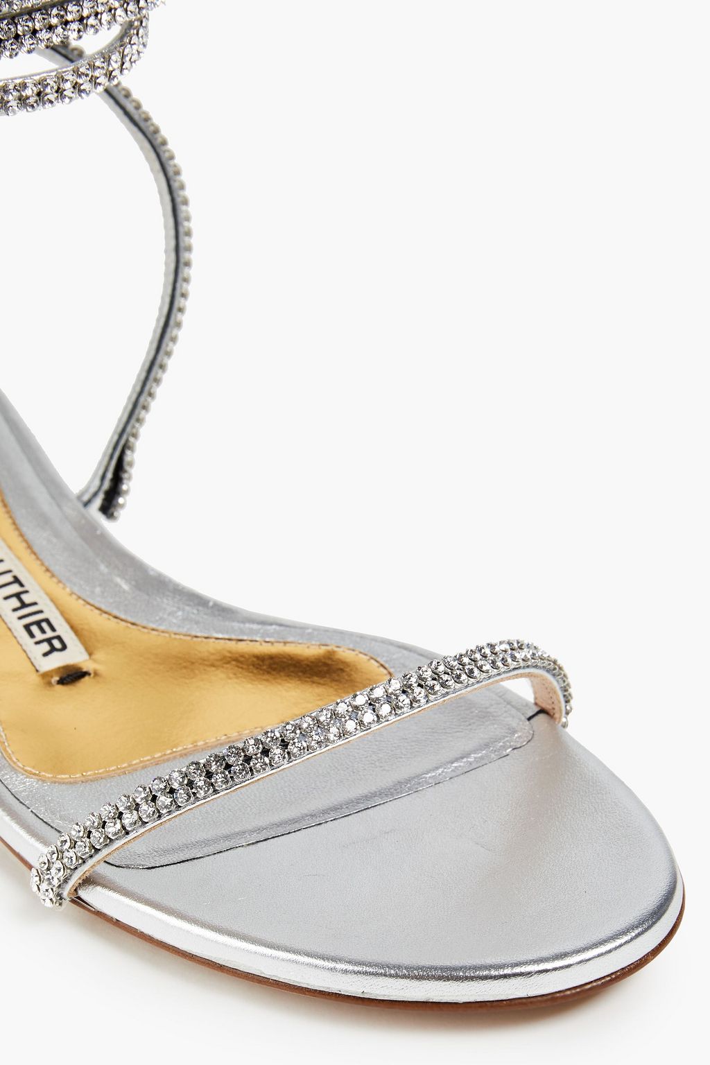 ALEXANDRE VAUTHIER Amina crystal-embellished metallic leather sandals