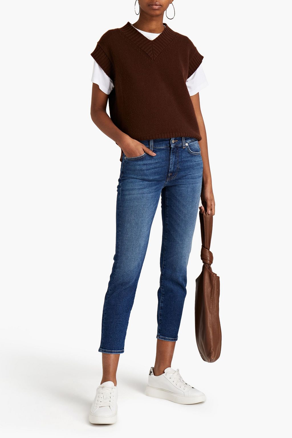 7 FOR ALL MANKIND Roxanne cropped mid-rise slim-leg jeans