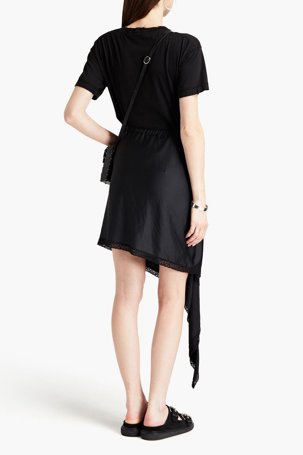 ALEXANDERWANG.T Asymmetric draped satin-crepe mini skirt