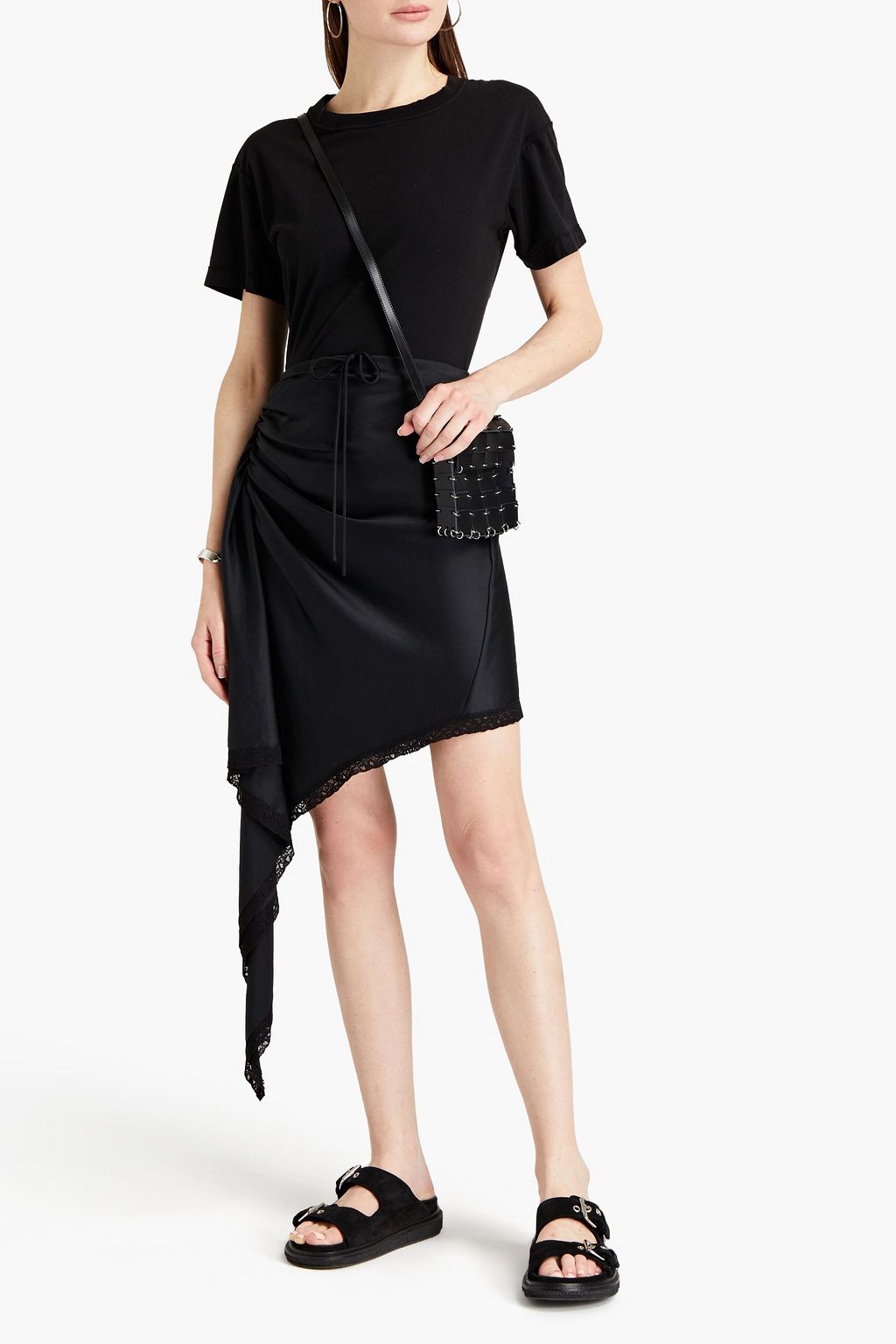 ALEXANDERWANG.T Asymmetric draped satin-crepe mini skirt
