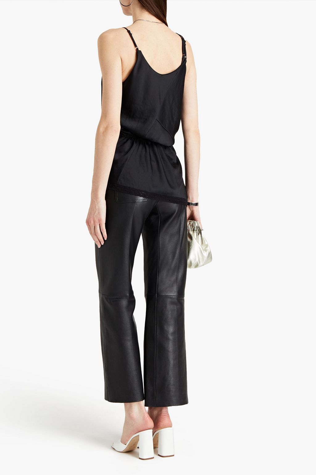 ALEXANDERWANG.T Lace-trimmed draped satin-crepe top