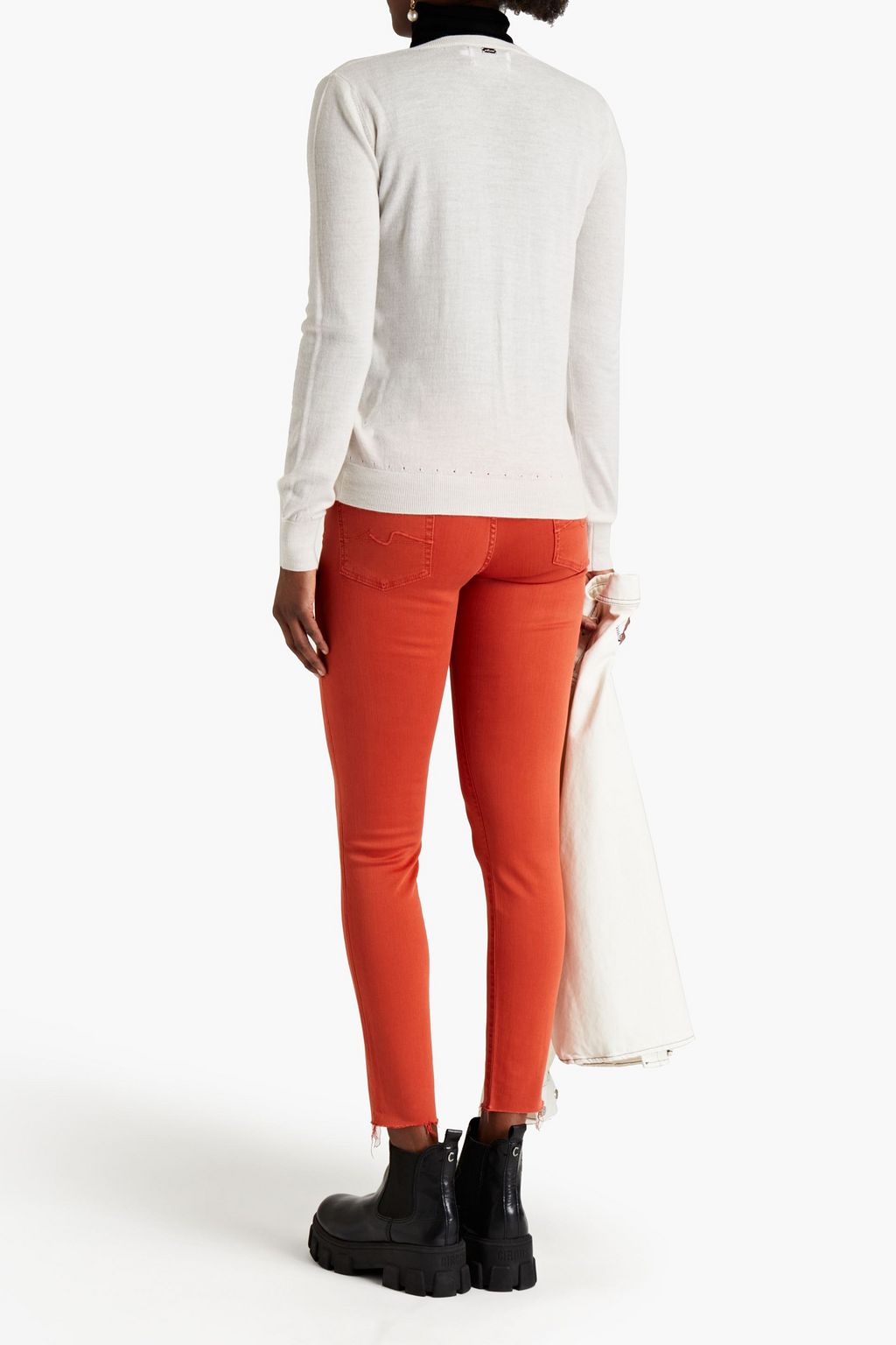 7 FOR ALL MANKIND Pointelle-trimmed wool sweater