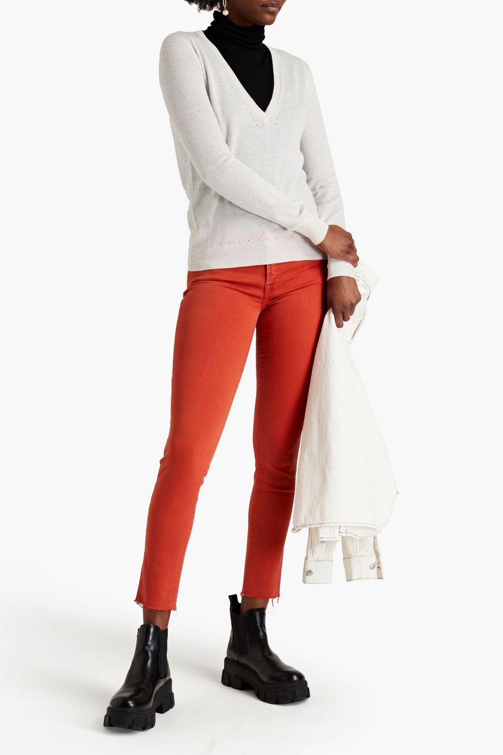 7 FOR ALL MANKIND Pointelle-trimmed wool sweater
