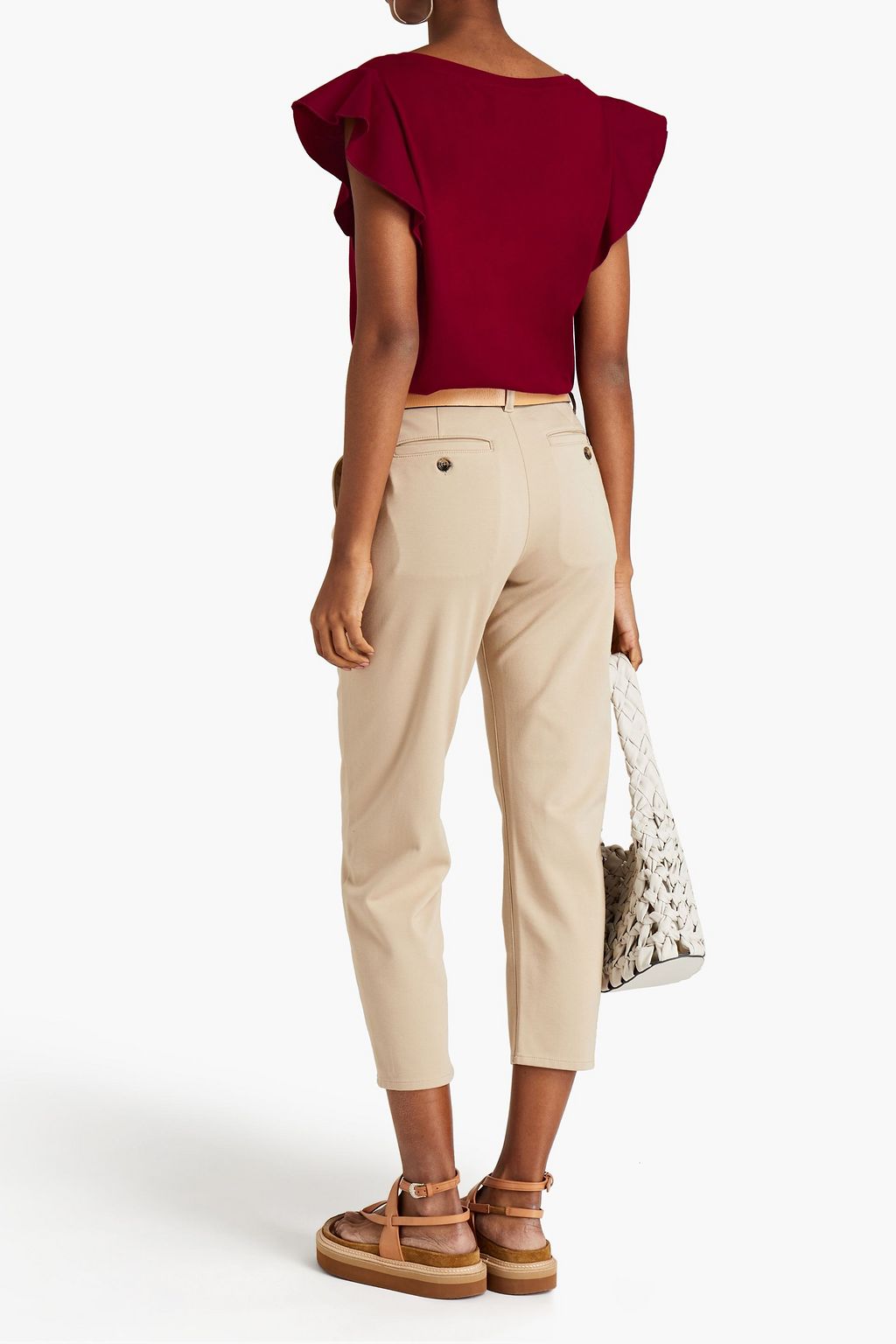 7 FOR ALL MANKIND Ruffled cotton and modal-blend jersey top