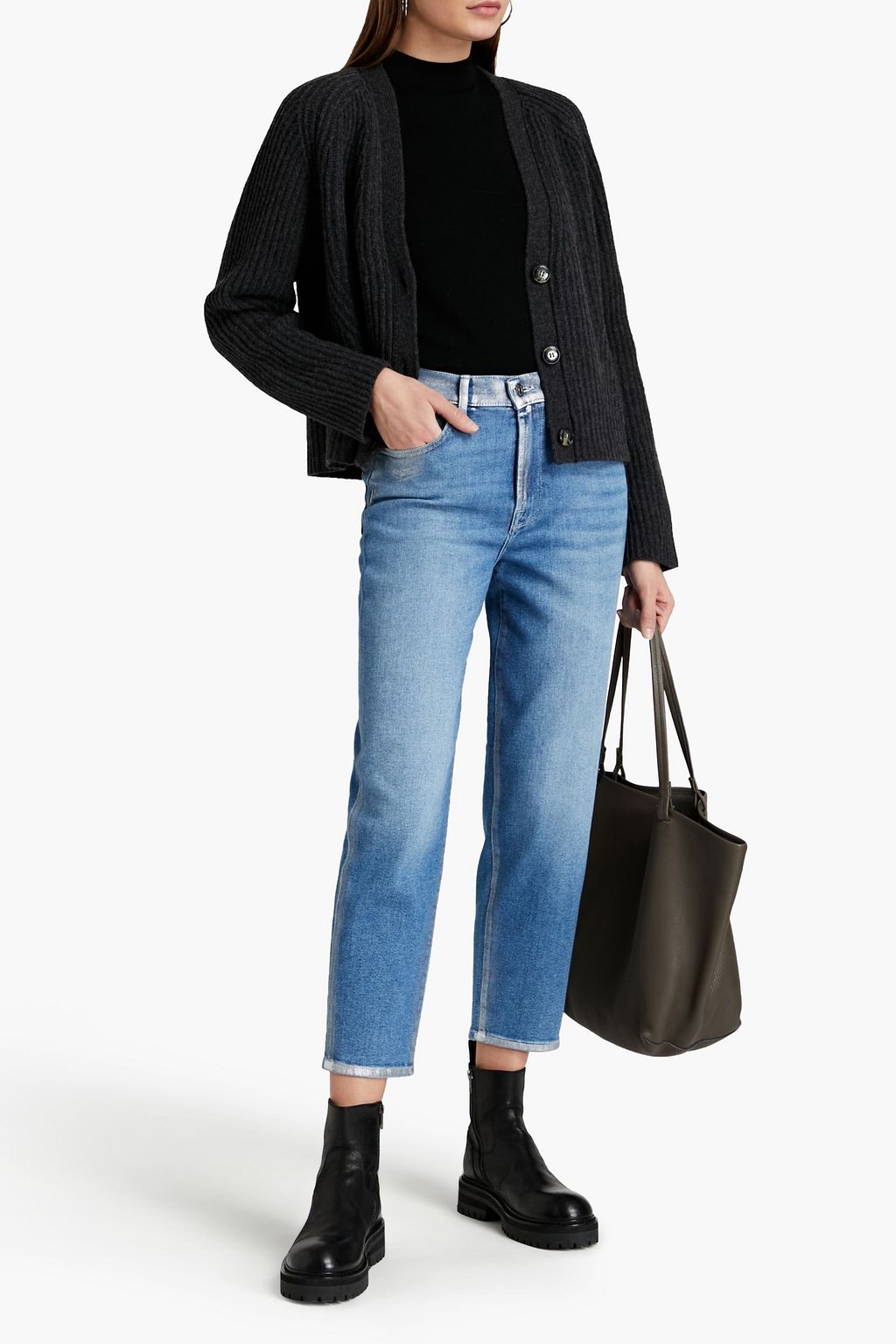 7 FOR ALL MANKIND Cropped high-rise straight-leg jeans