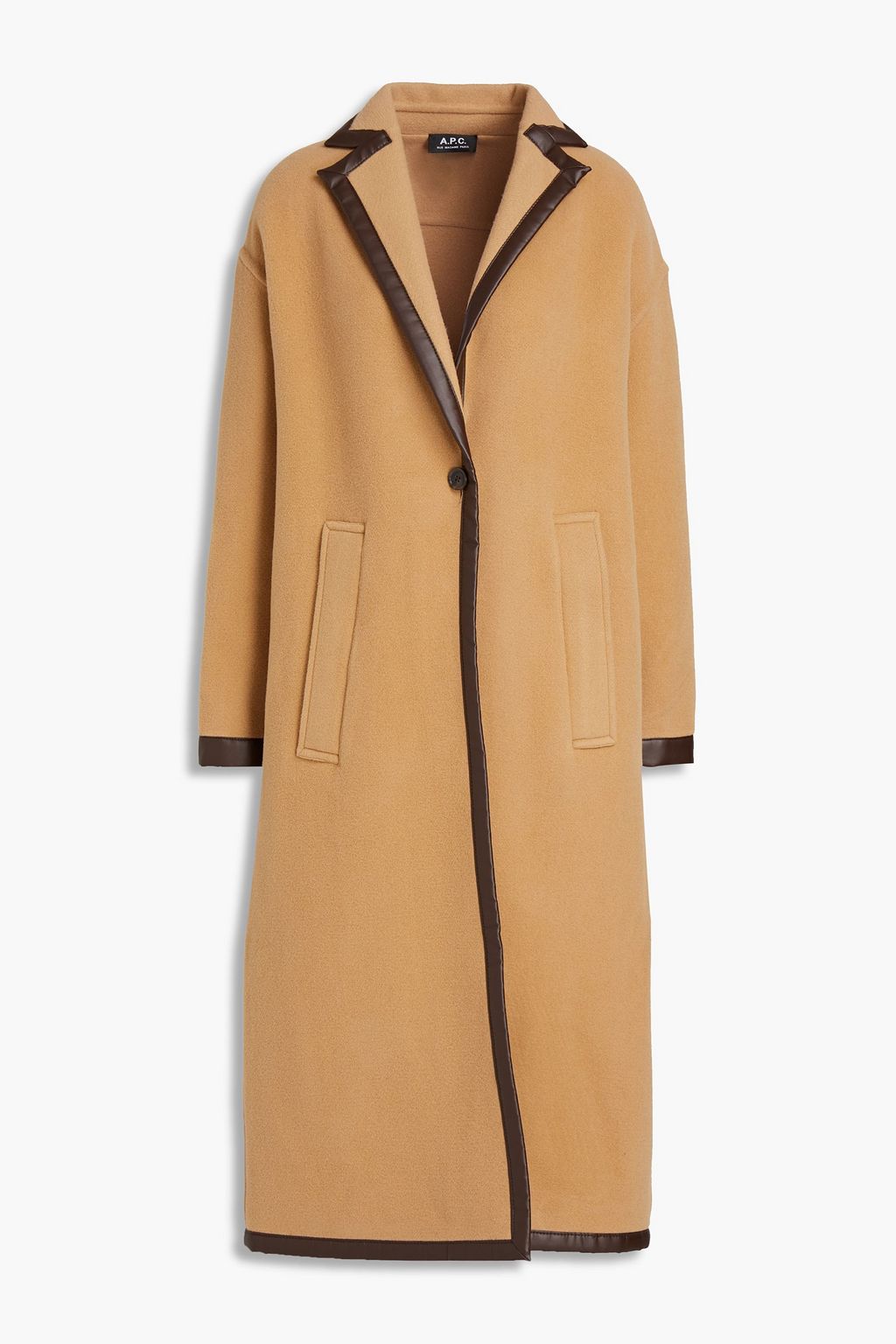 Camel Brushed wool-blend felt coat 