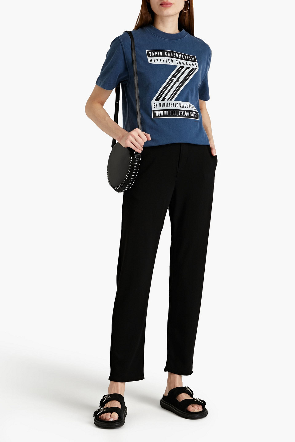 Eytys Smith Printed Organic Cotton-jersey T-shirt In Blue