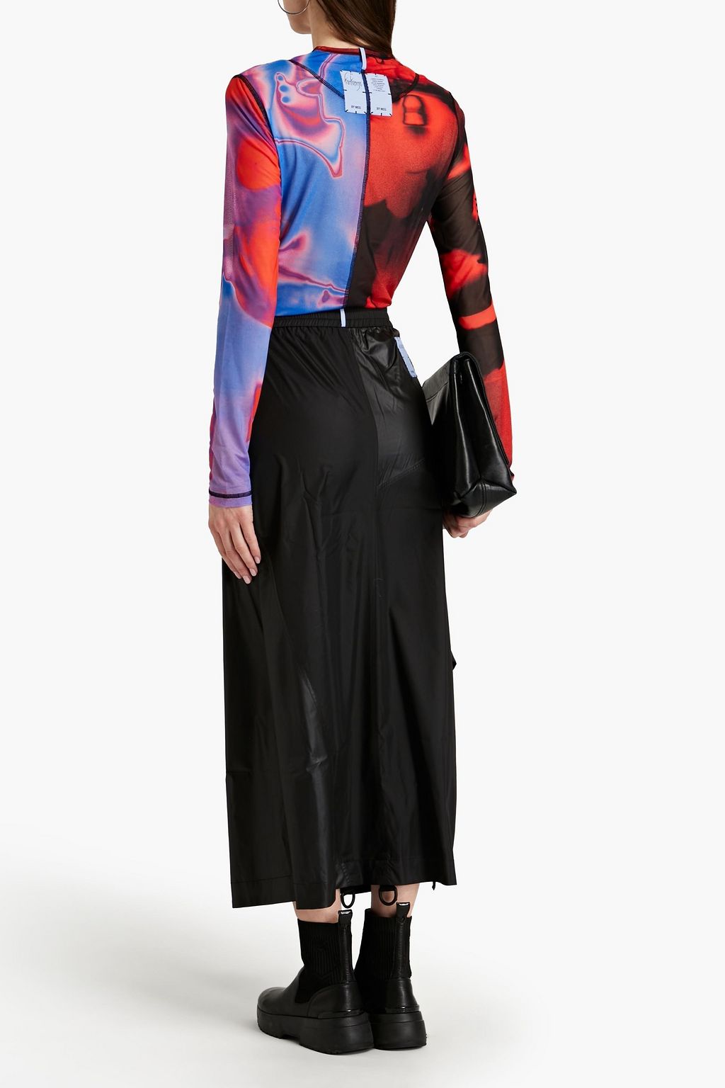 MCQ ALEXANDER MCQUEEN Paneled coated shell midi skirt