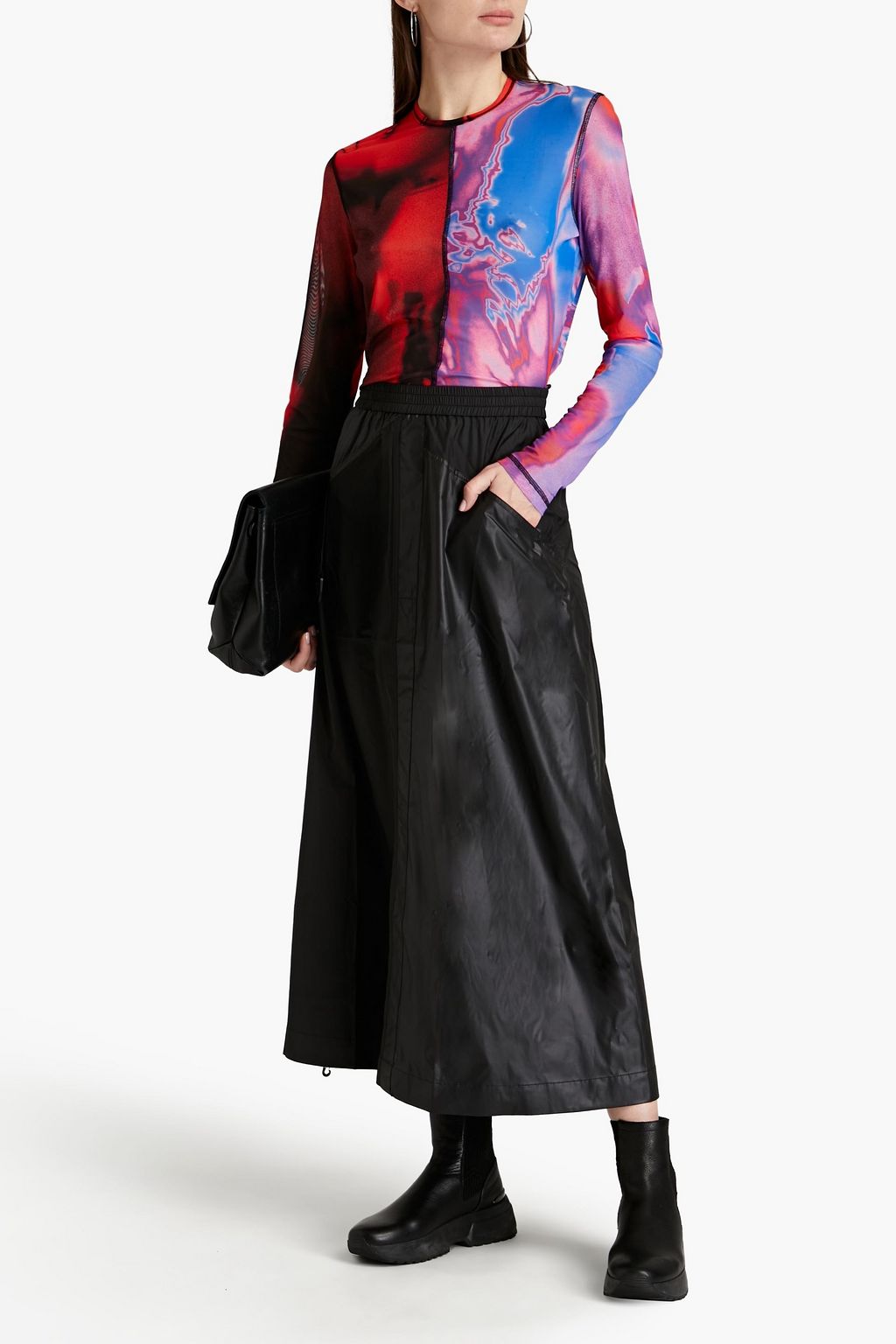 MCQ ALEXANDER MCQUEEN Paneled coated shell midi skirt