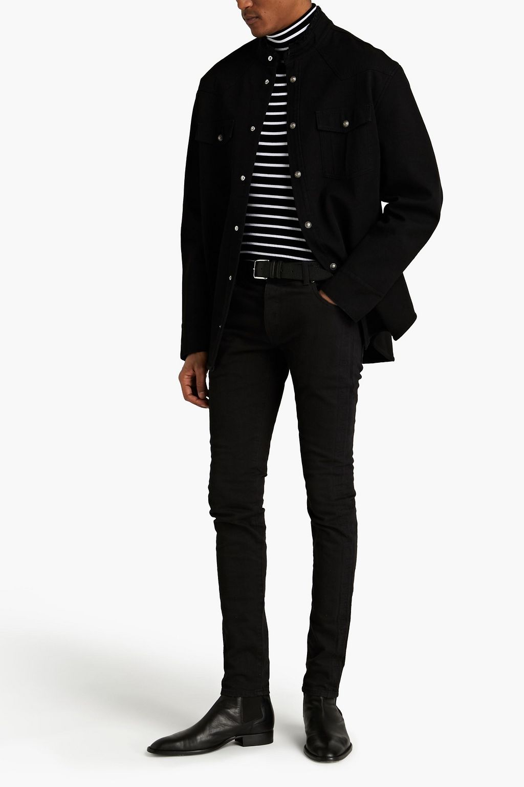 BALMAIN Logo-appliquéd slim-fit denim jeans