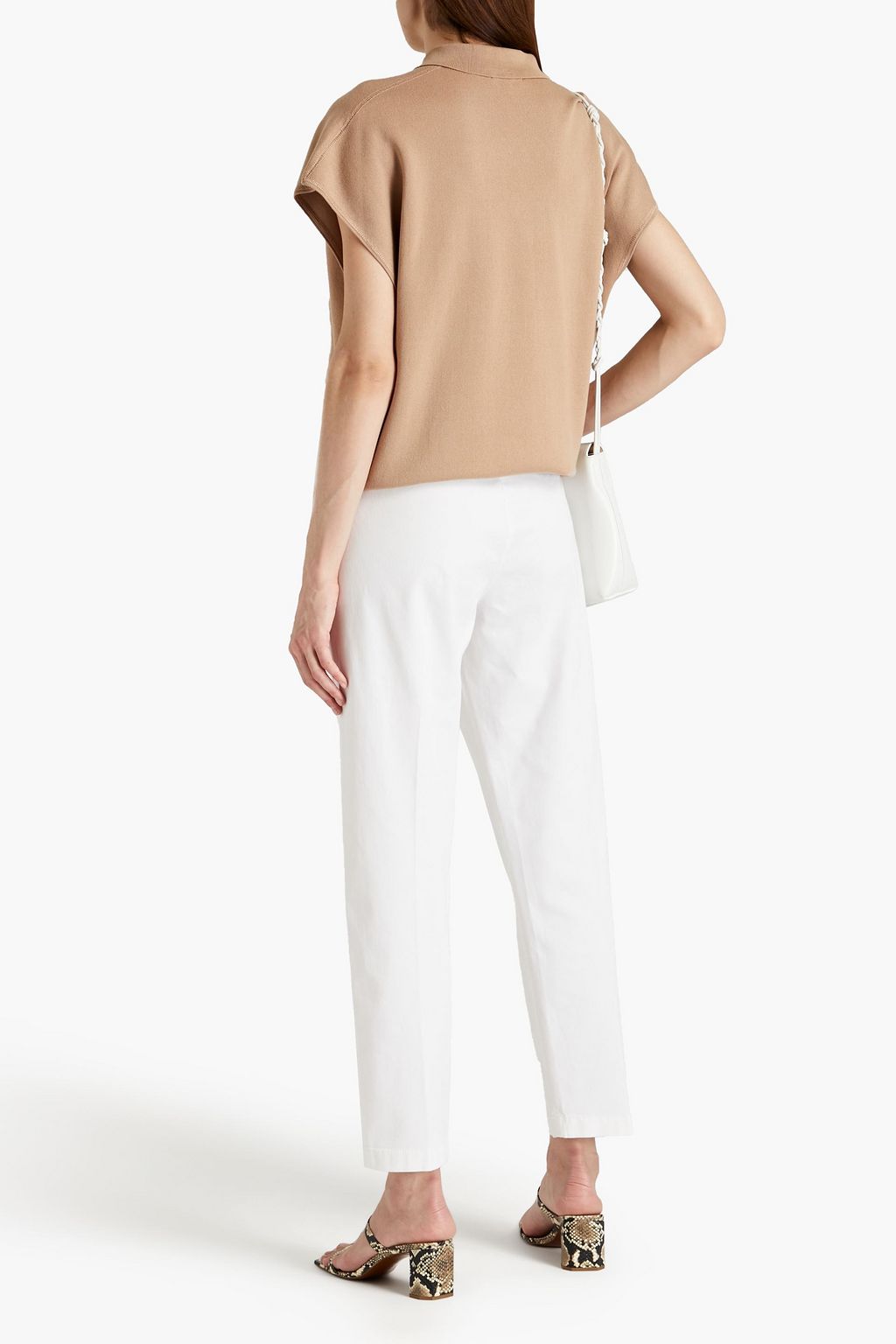 7 FOR ALL MANKIND Leather-trimmed cotton-blend twill tapered pants