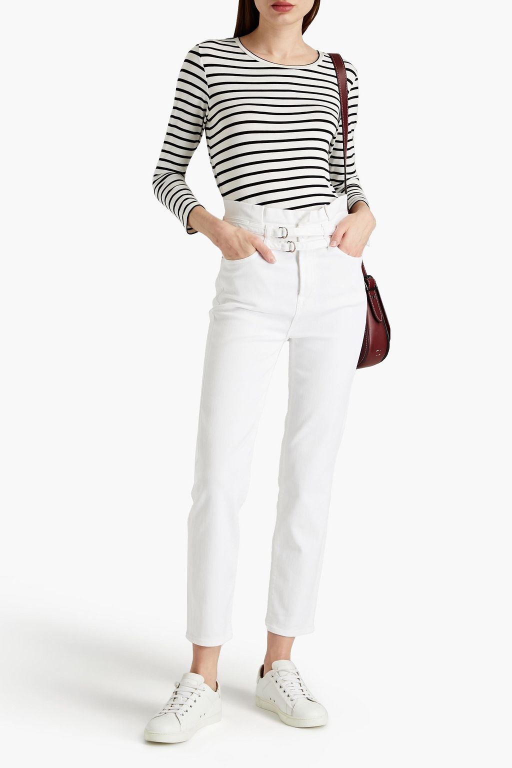 7 FOR ALL MANKIND Paperbag belted high-rise slim-leg jeans