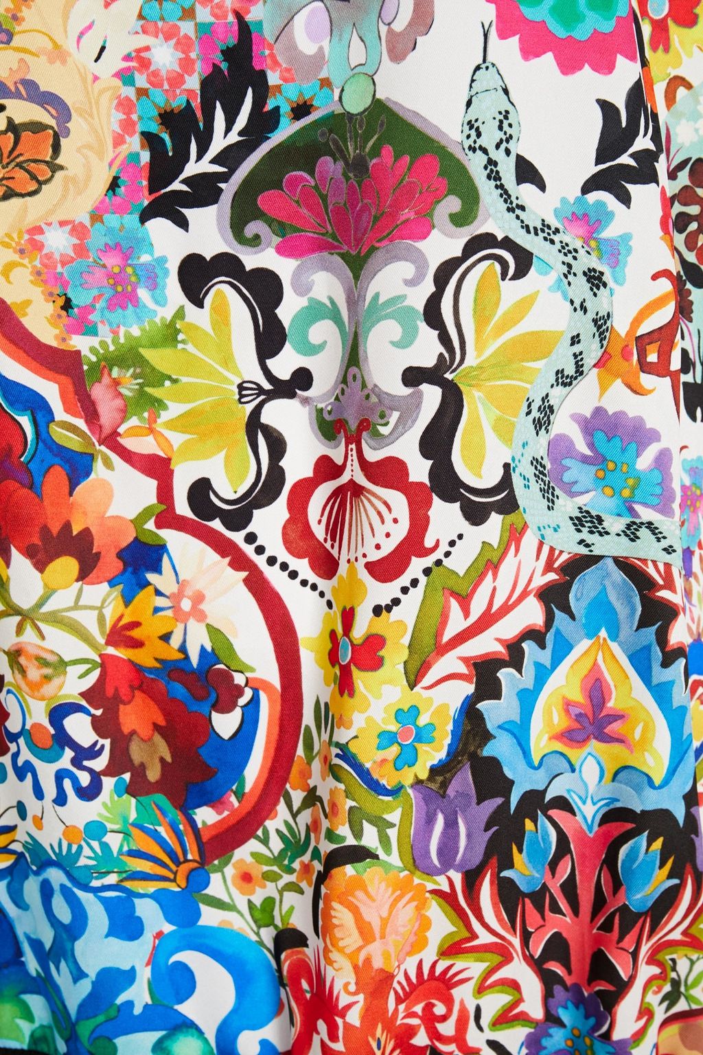 ROBERTO CAVALLI Floral-print twill-paneled jersey top