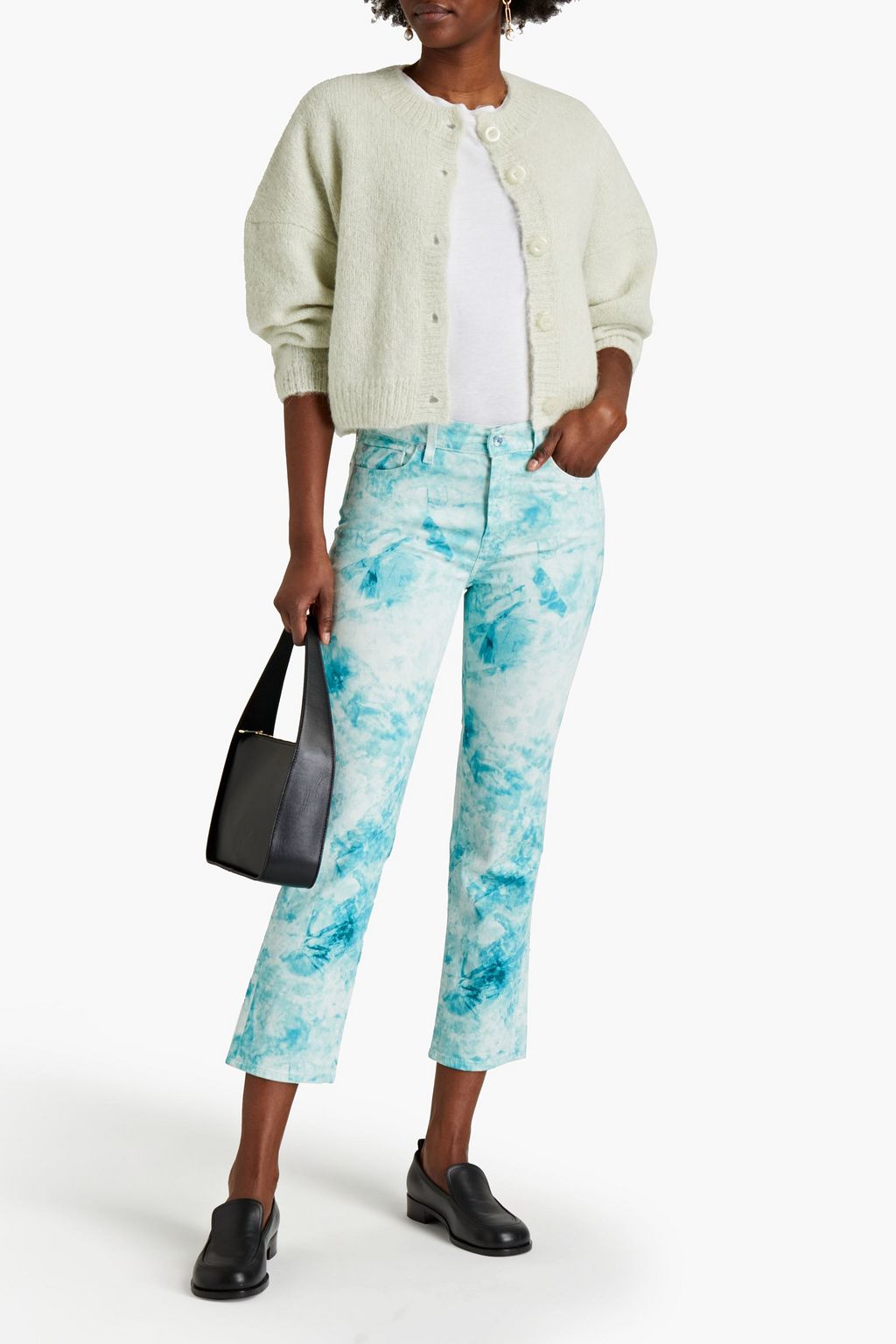 7 FOR ALL MANKIND Cropped tie-dyed mid-rise straight-leg jeans