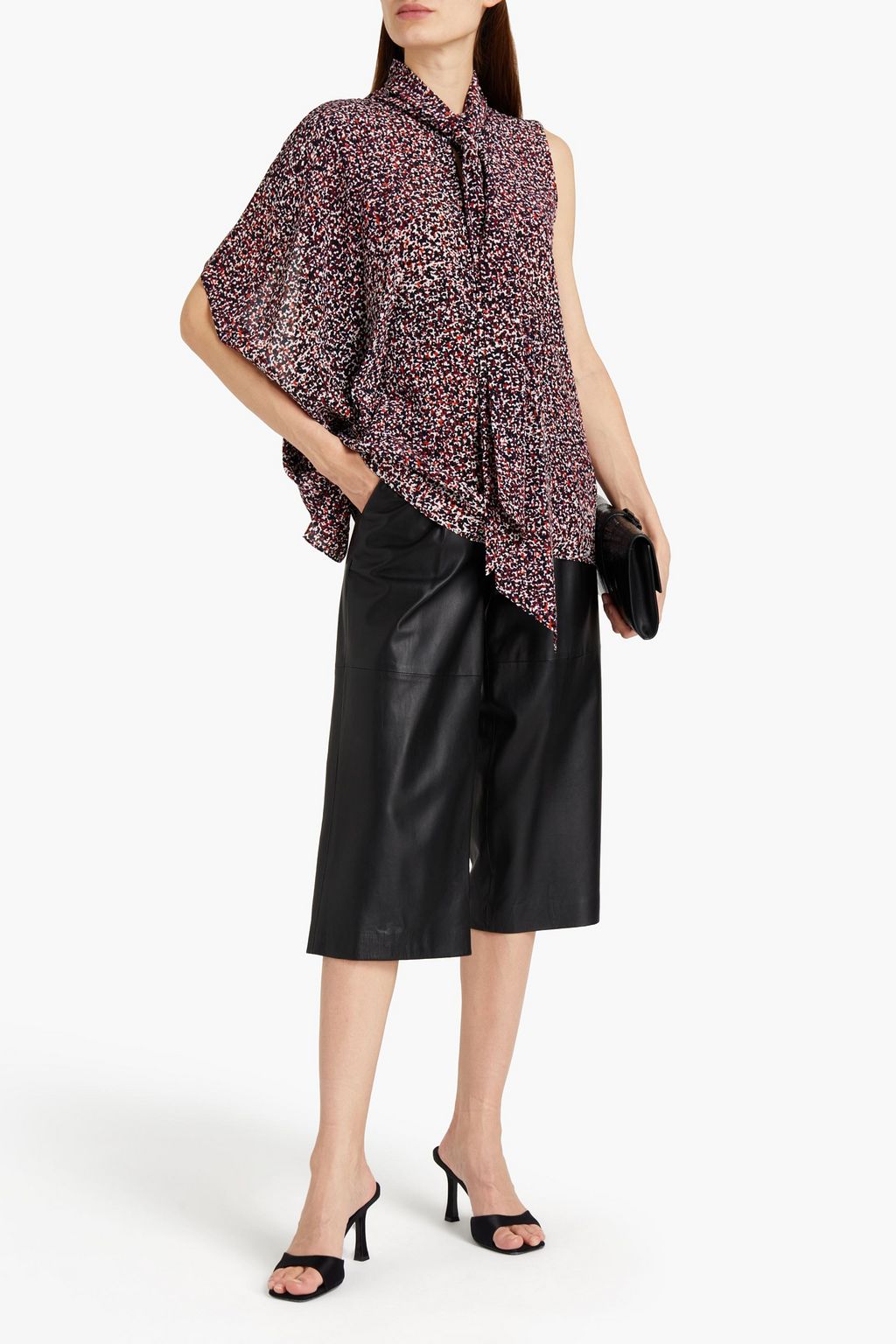 ROBERTO CAVALLI One-sleeve printed crepe de chine top