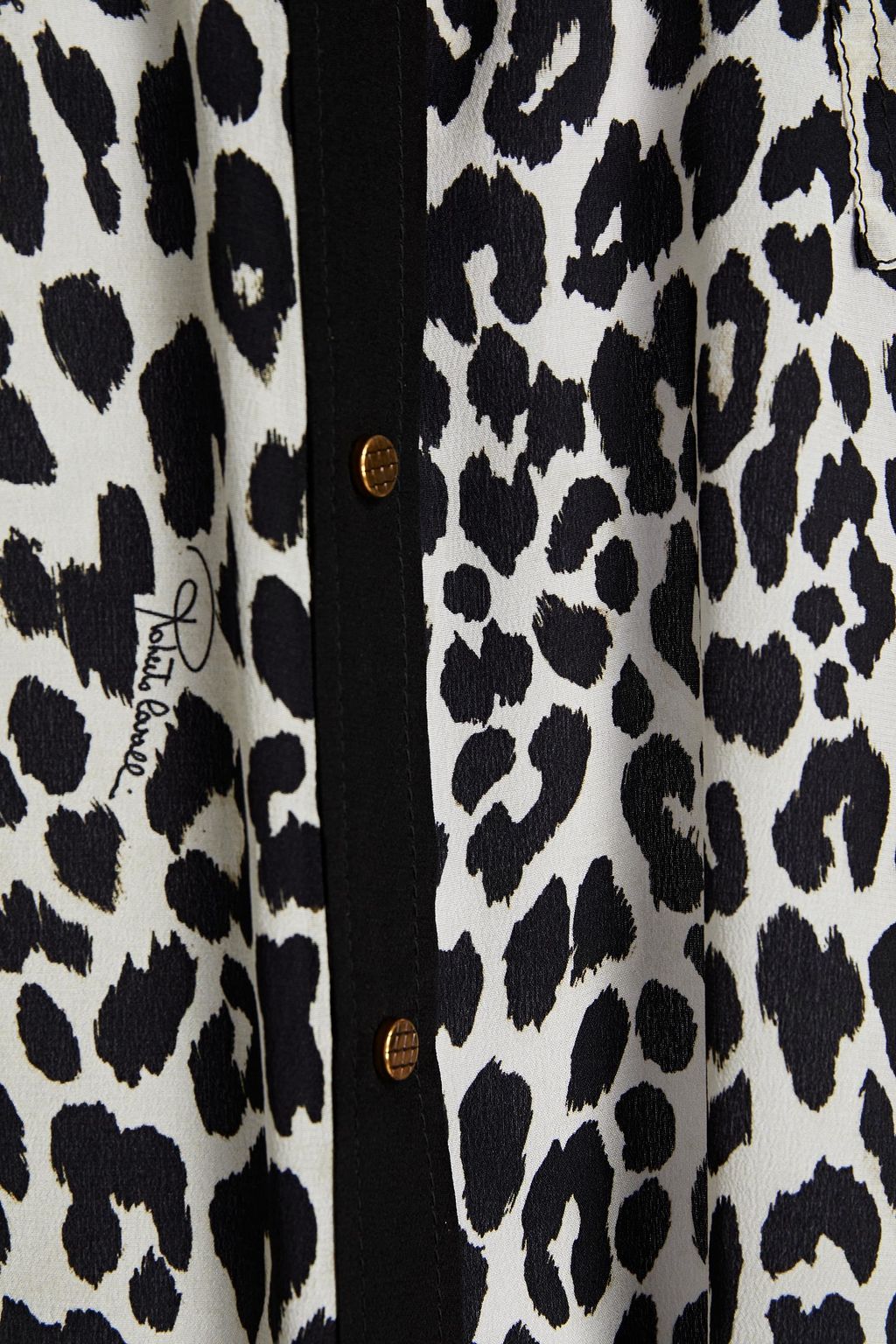 ROBERTO CAVALLI Gathered leopard-print silk crepe de chine shirt